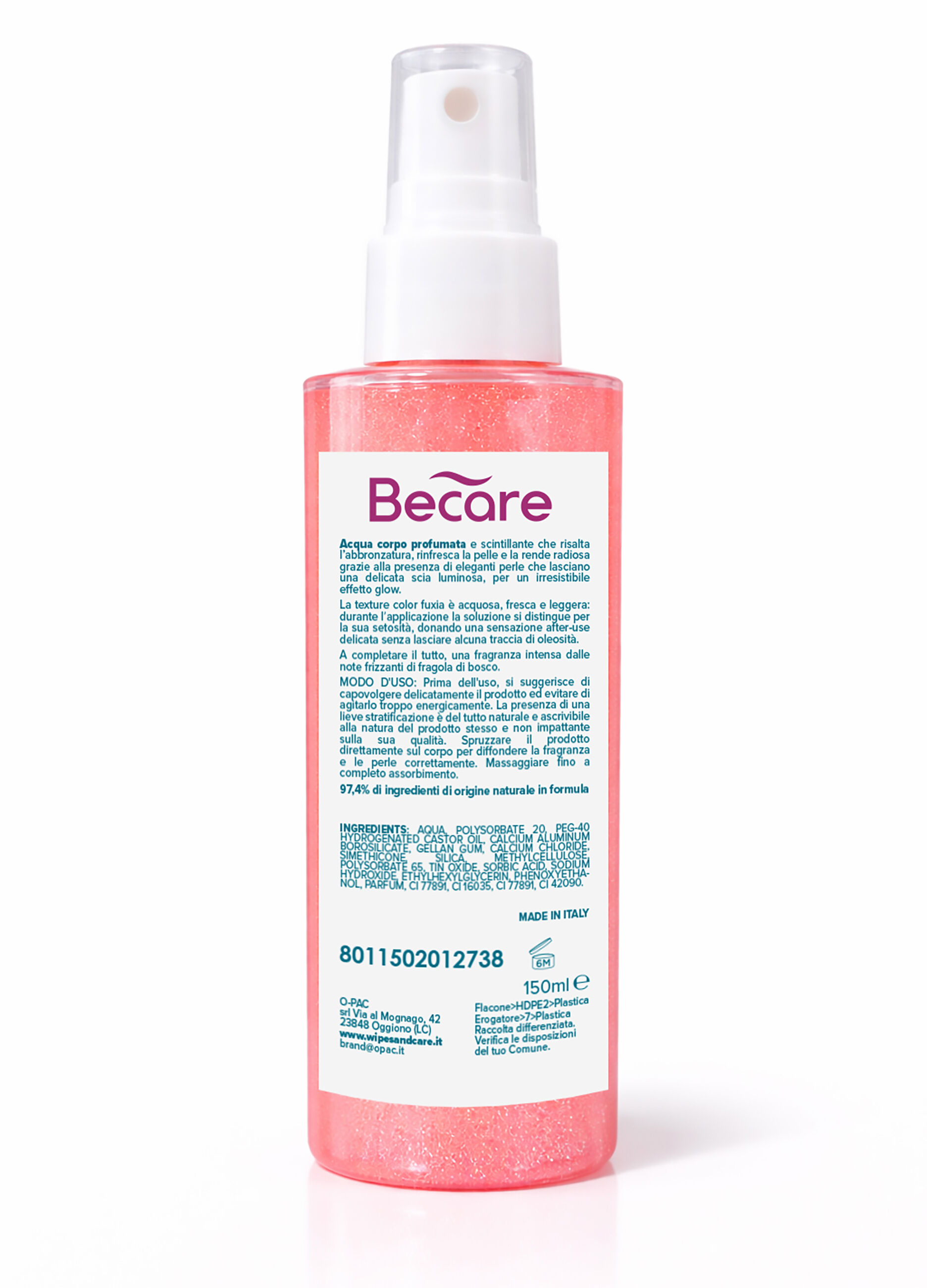 Acqua corpo profumata che risalta l'abbronzatura, rinfresca la pelle e la rende radiosa grazie alla presenza di perle luminose. Fragranza intensa alla fragola._1
