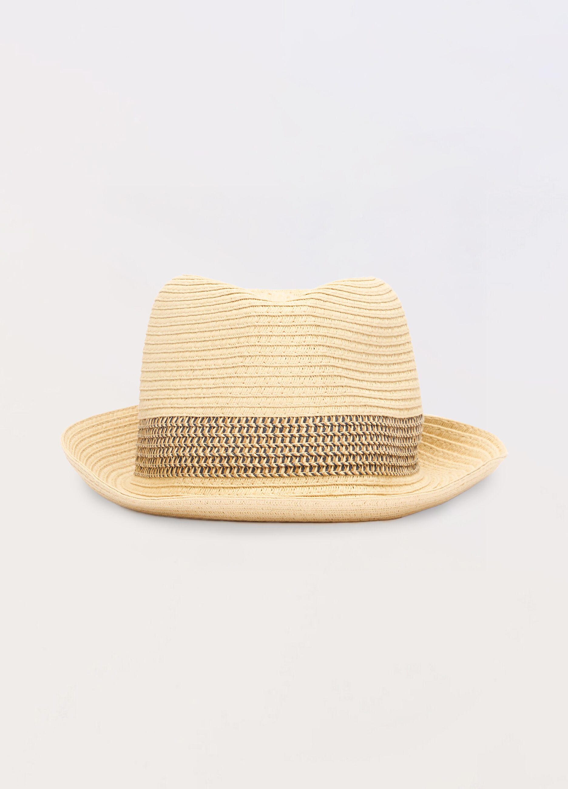 Cappello in paglia con fascia a contrasto uomo