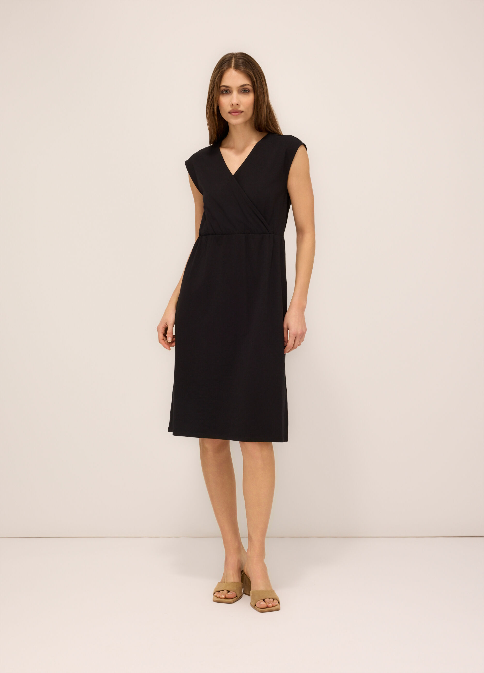 Abito smanicato in jersey di cotone stretch donna_0