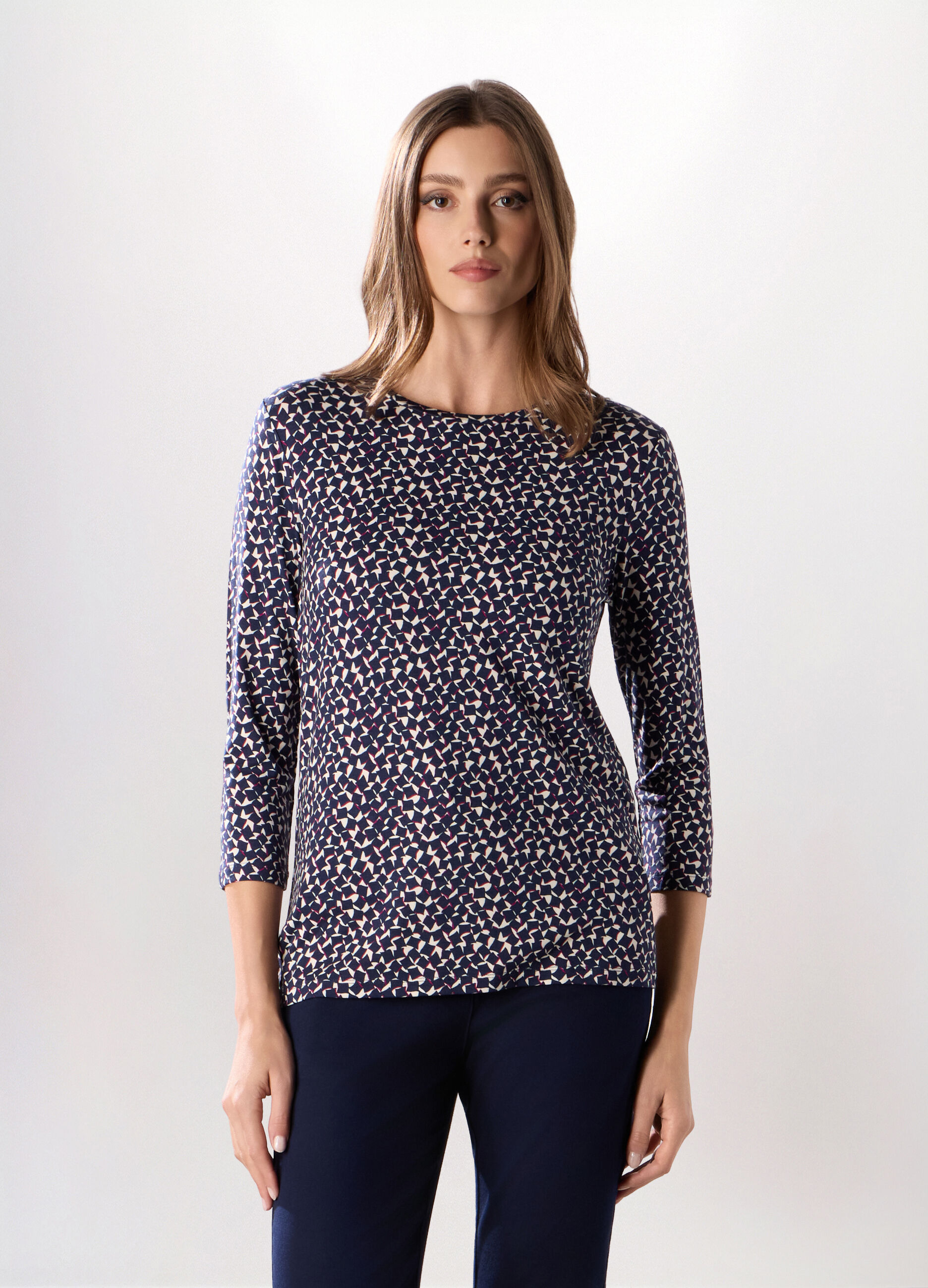 T-shirt in jersey di viscosa stretch donna _0