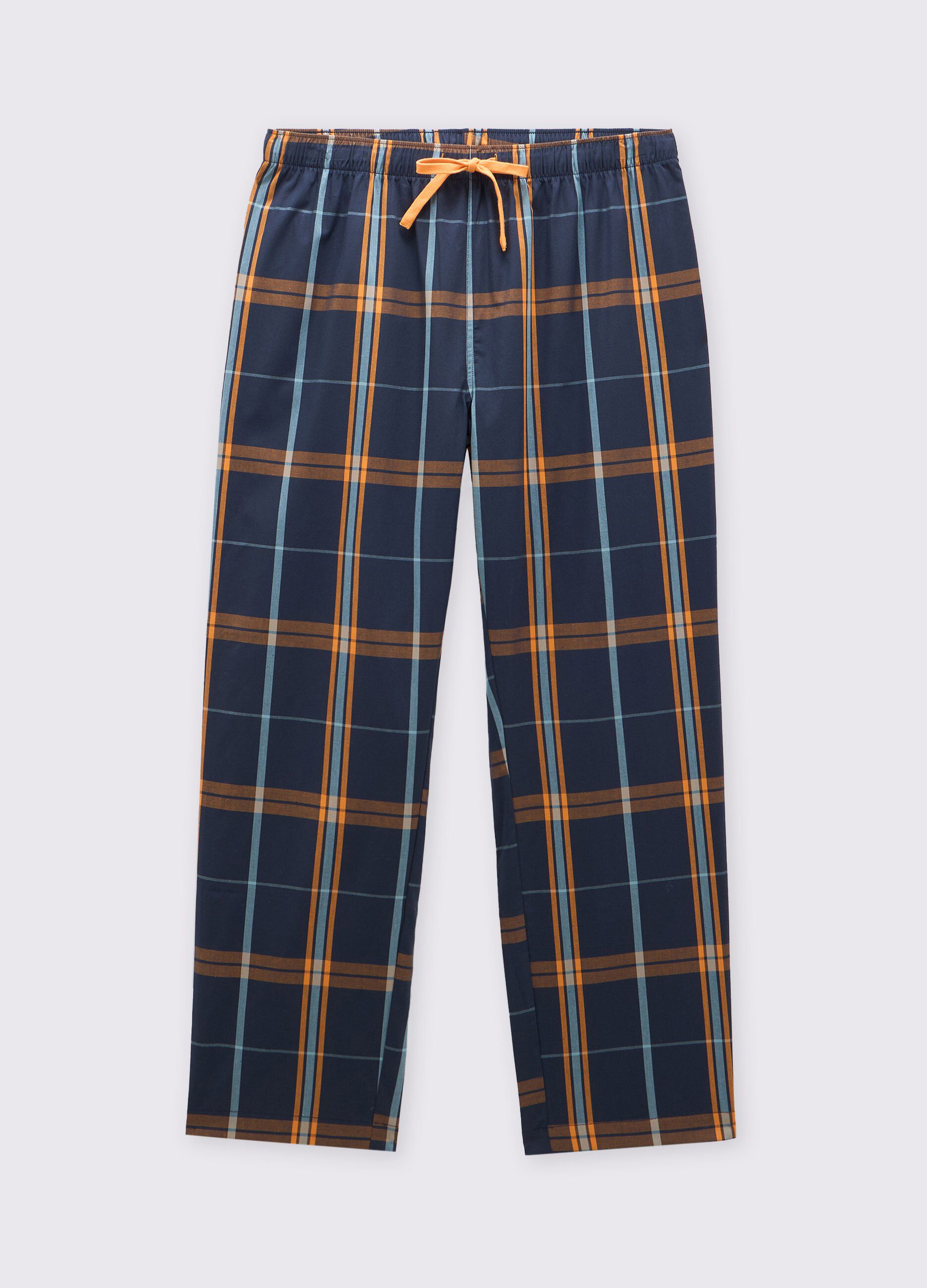 Pantaloni pigiama in puro cotone a quadri uomo_0