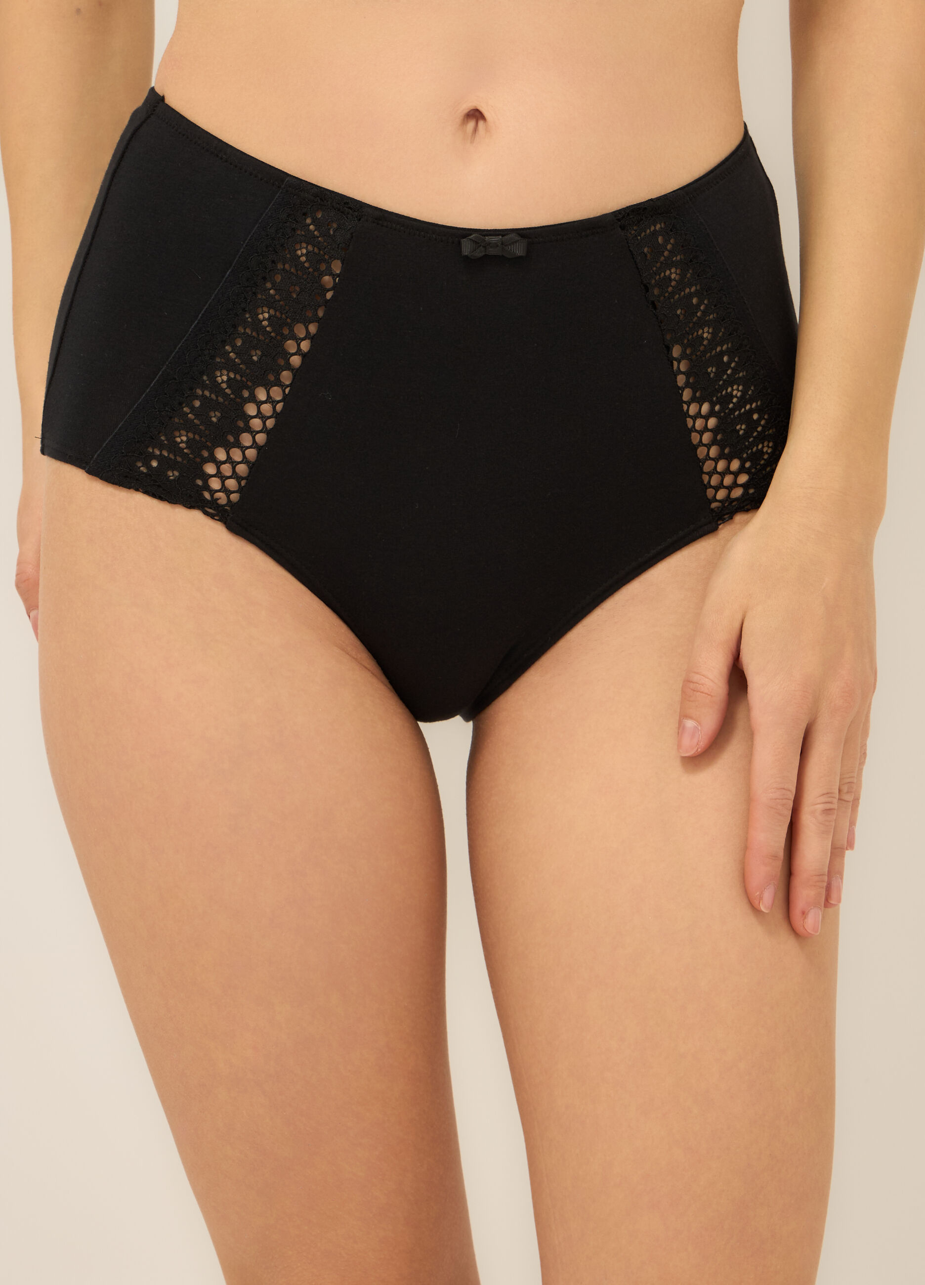 Slip a vita alta in cotone elasticato donna_1