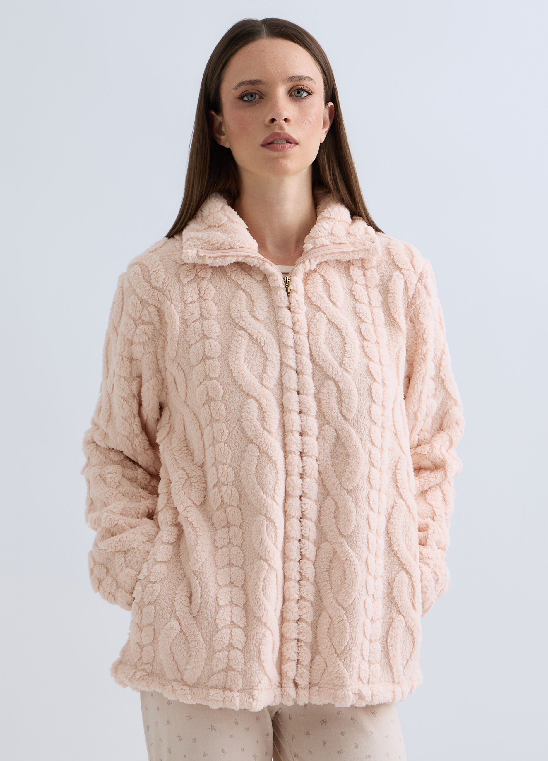Vestaglia corta in eco fur donna_0
