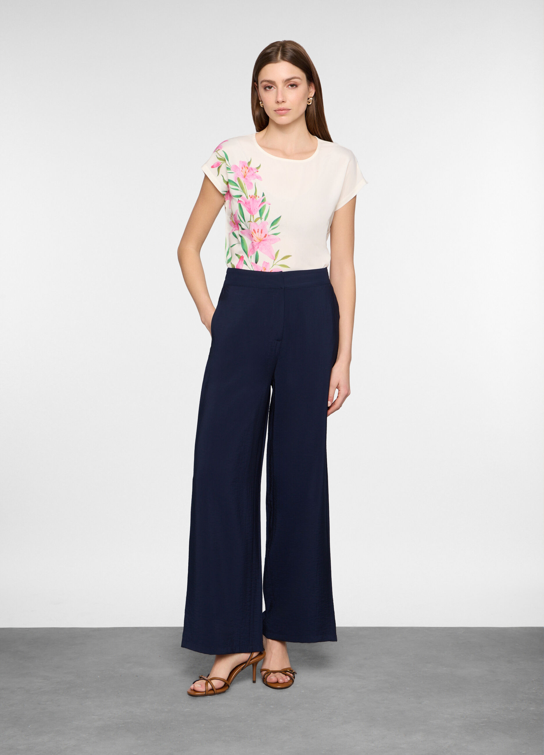 pantaloni palazzo in viscosa stretch donna_0