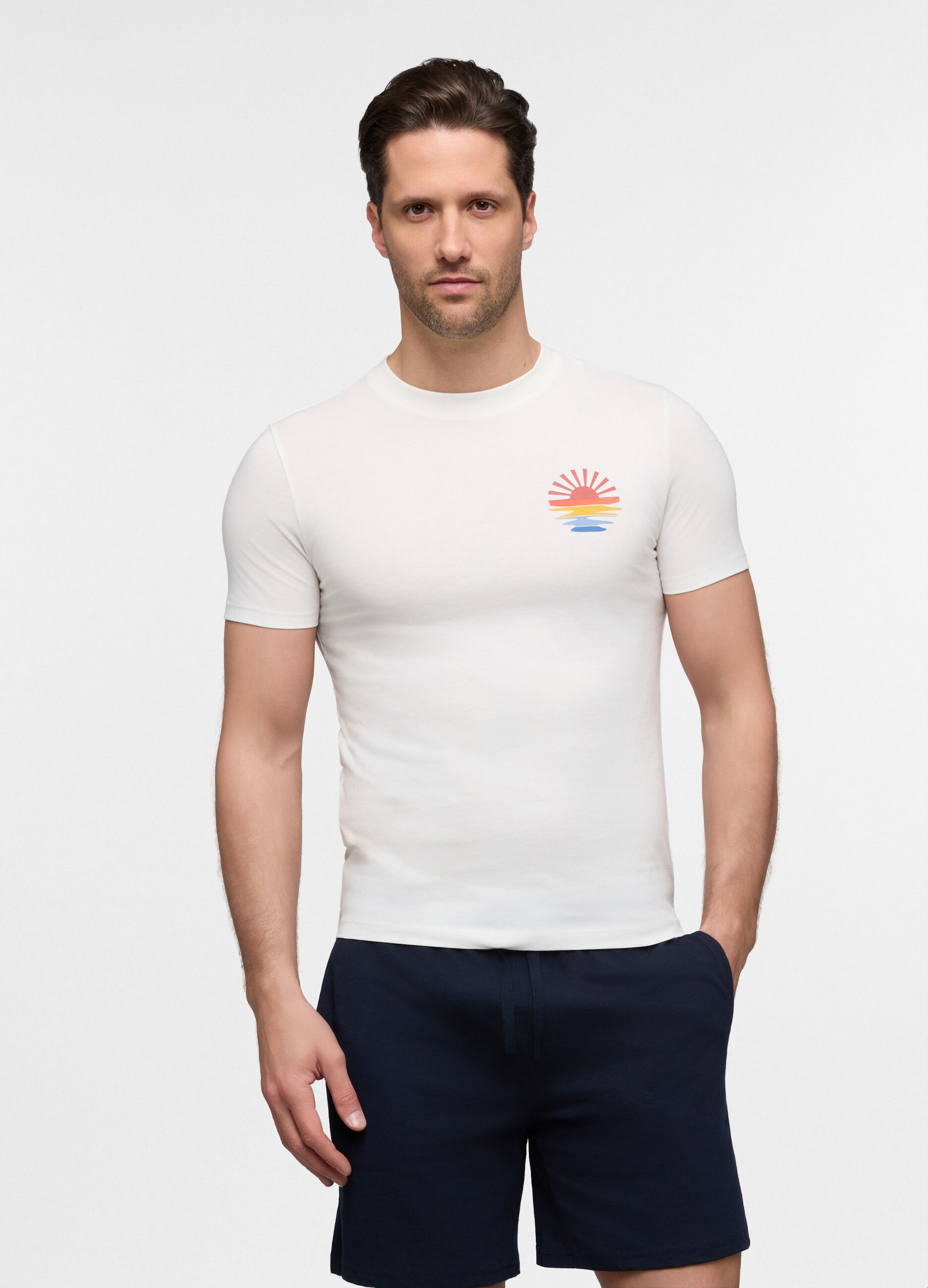 T-shirt in jersey con stampa sunset uomo_0
