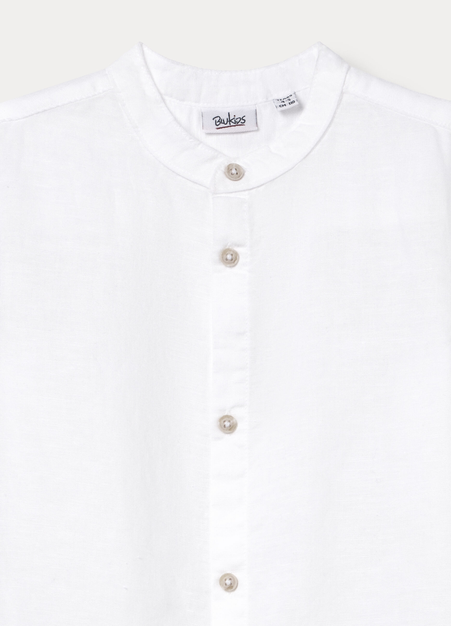 Camicia regular fit con colletto alla coreana misto lino bambino _2