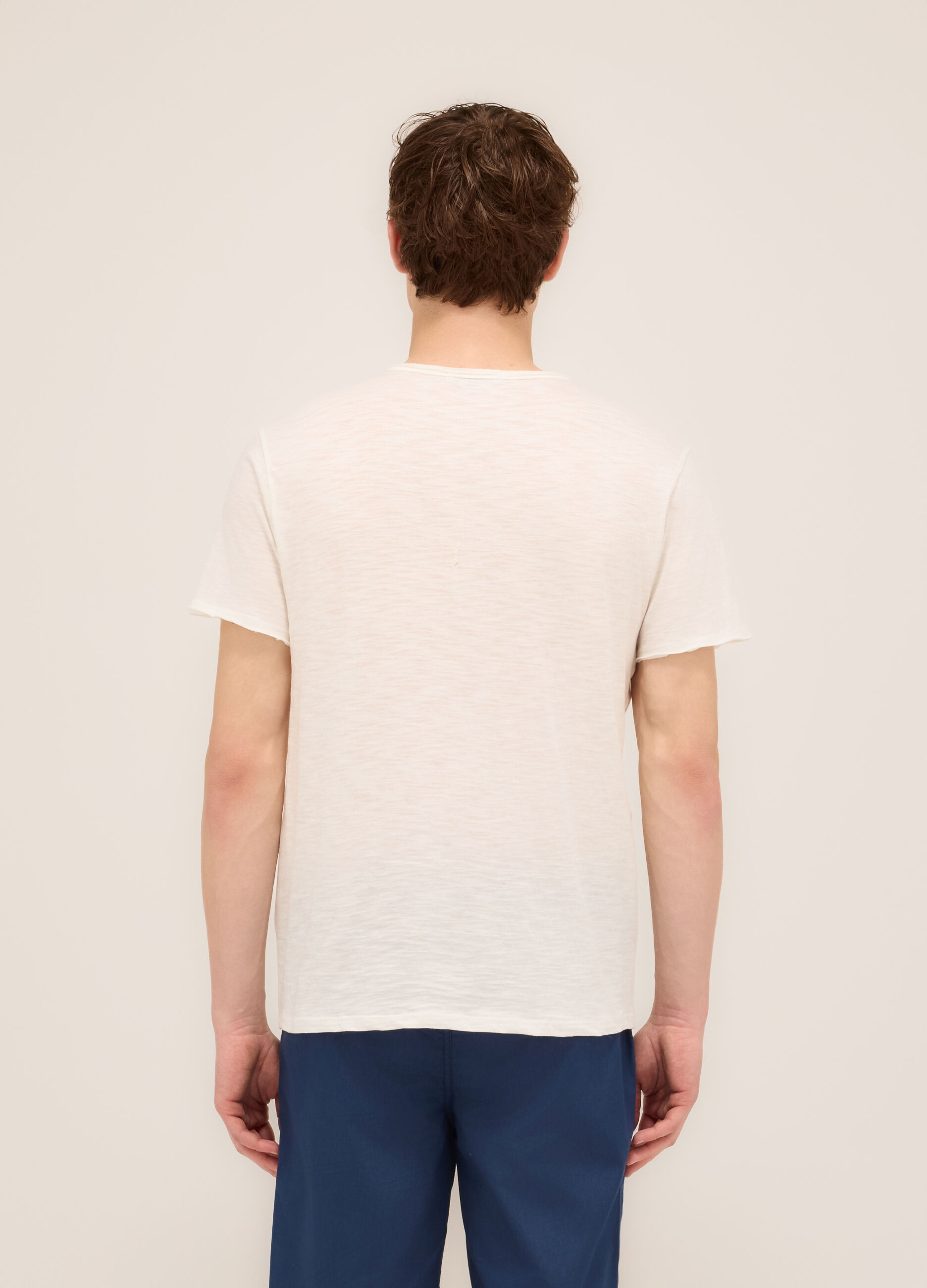T-shirt serafino in cotone e lino uomo_1