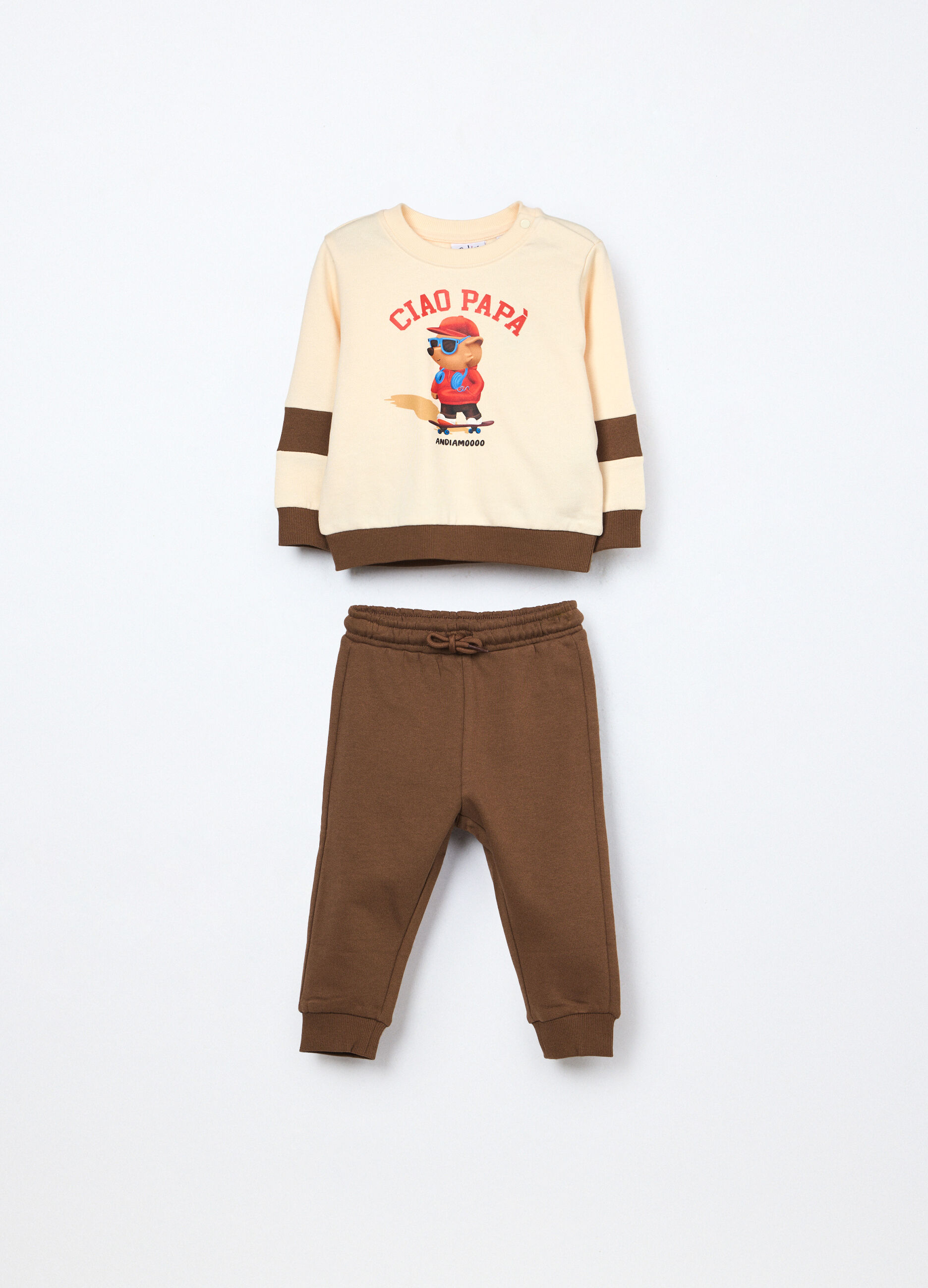 Jogging set in french terry di puro cotone neonato_0