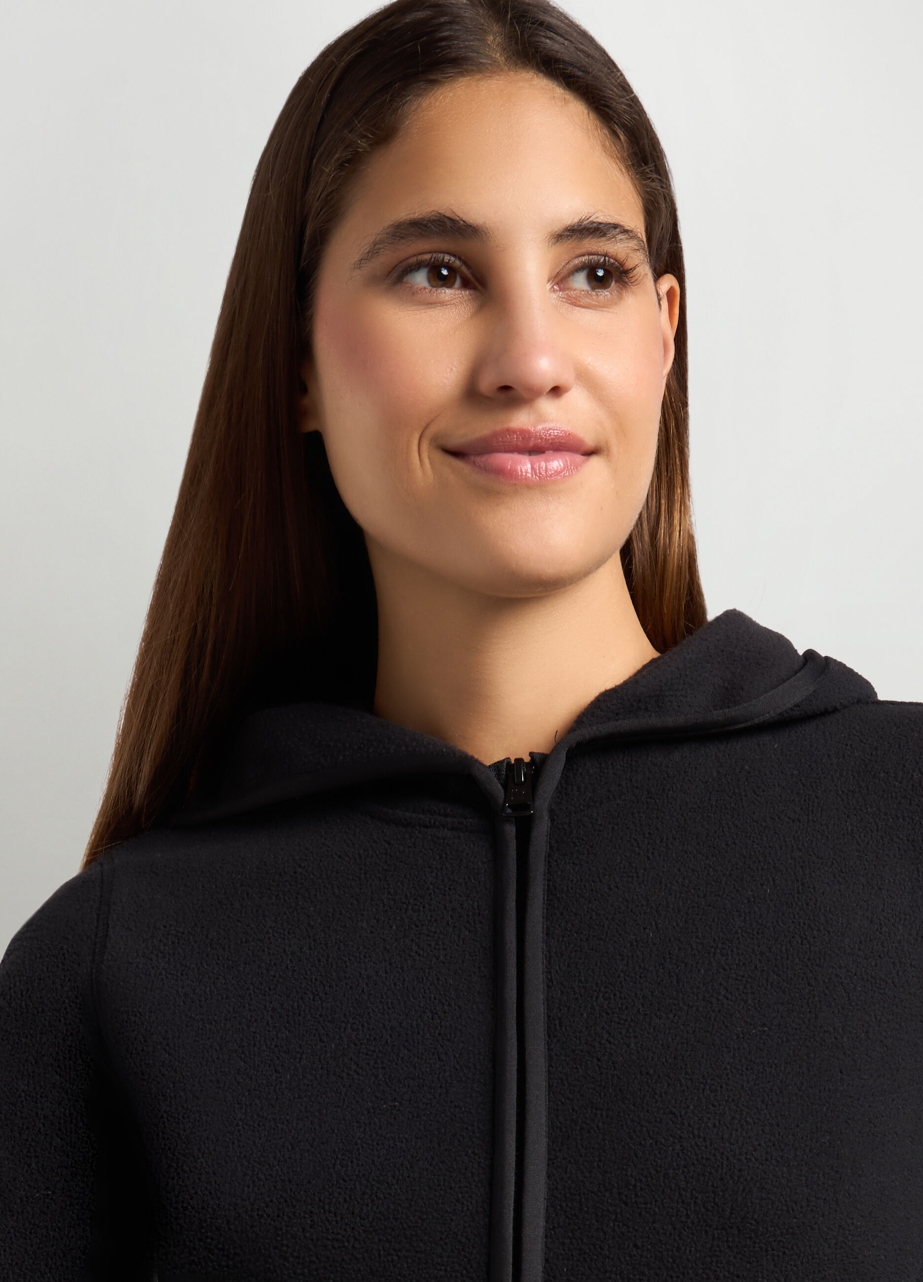 Felpa in pile con cappuccio donna_2