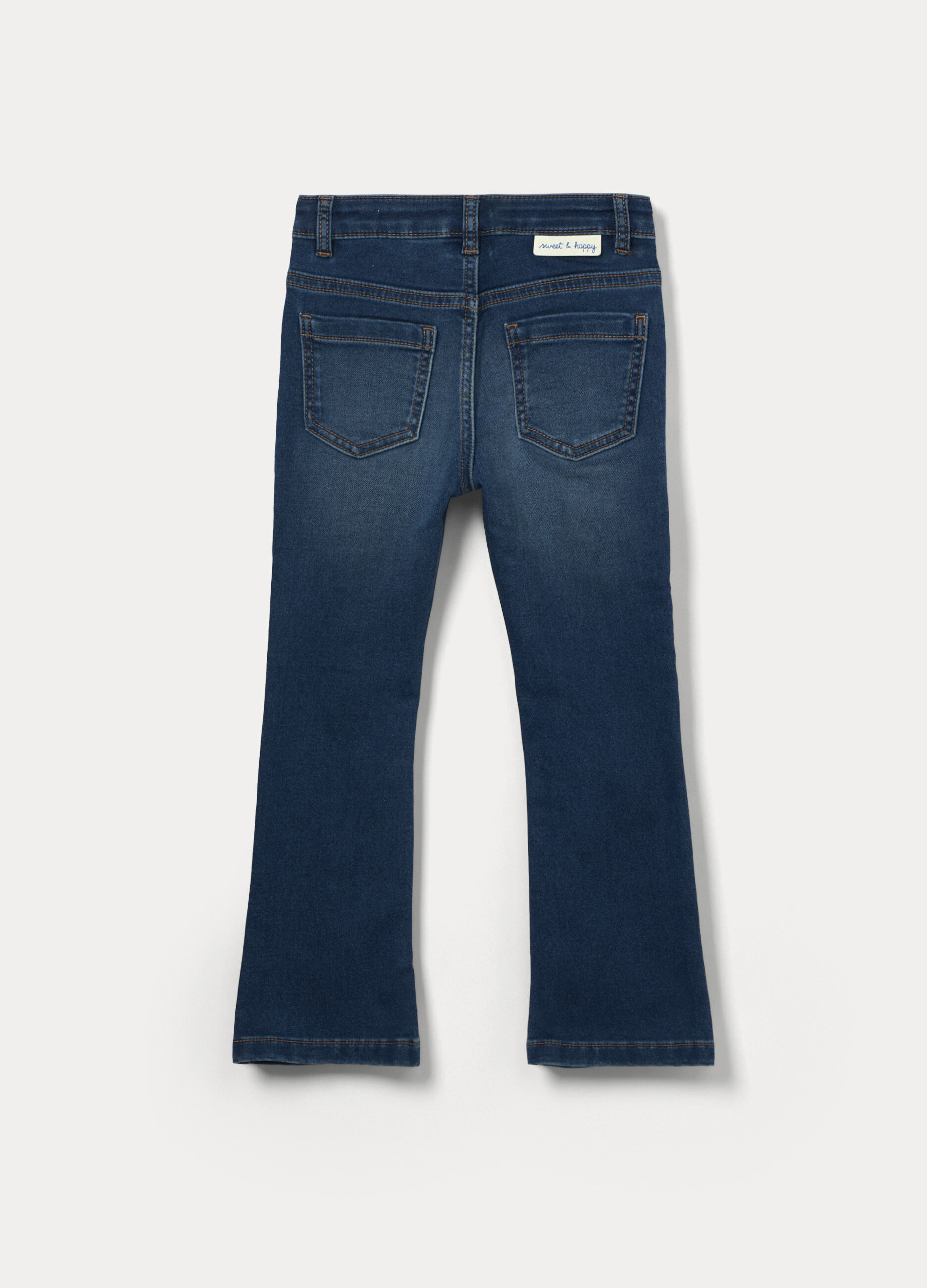 Pantaloni flare fit in denim di misto cotone bambina_1