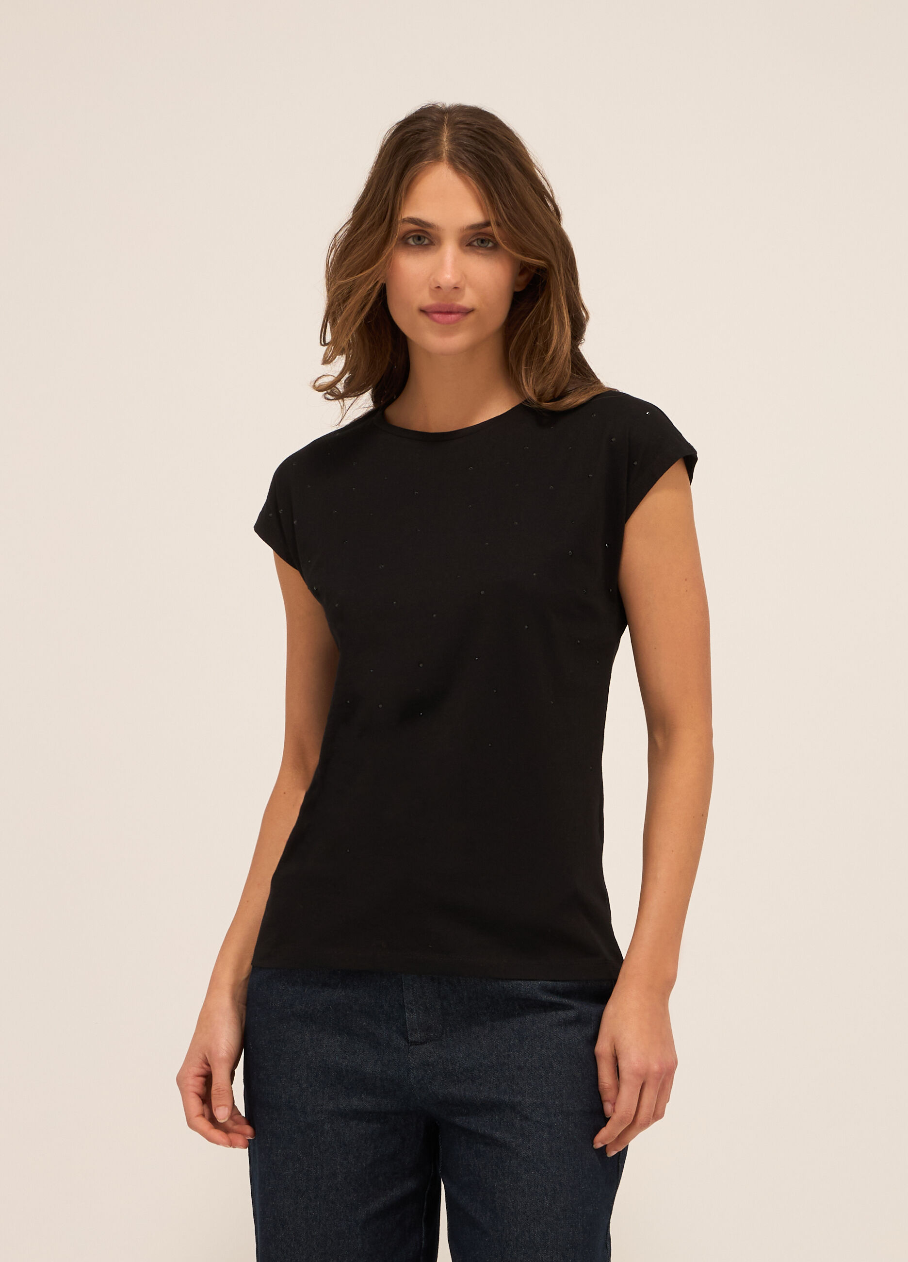 T-shirt in jersey di puro cotone donna_0