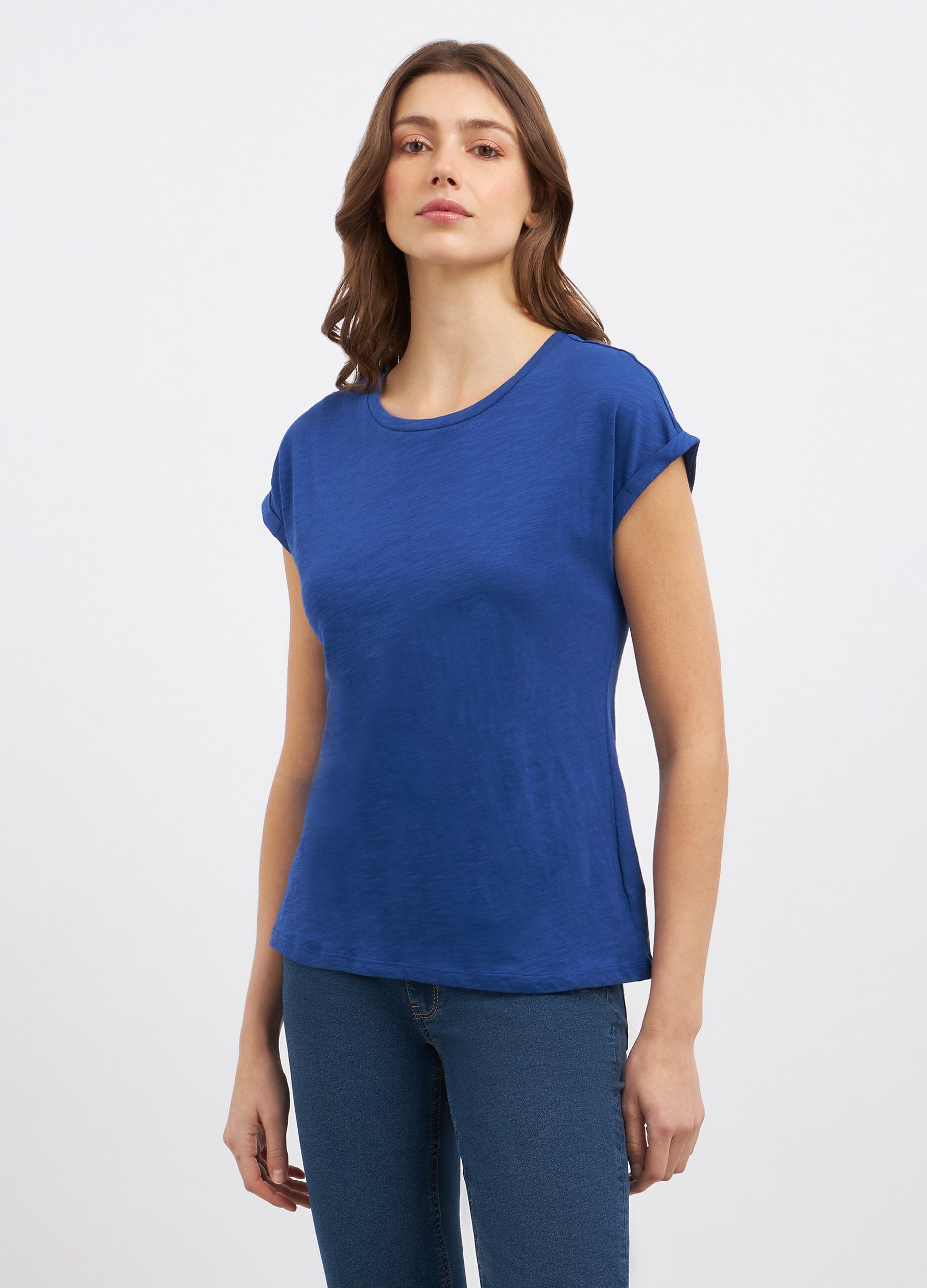 T-shirt in puro cotone slub donna_0