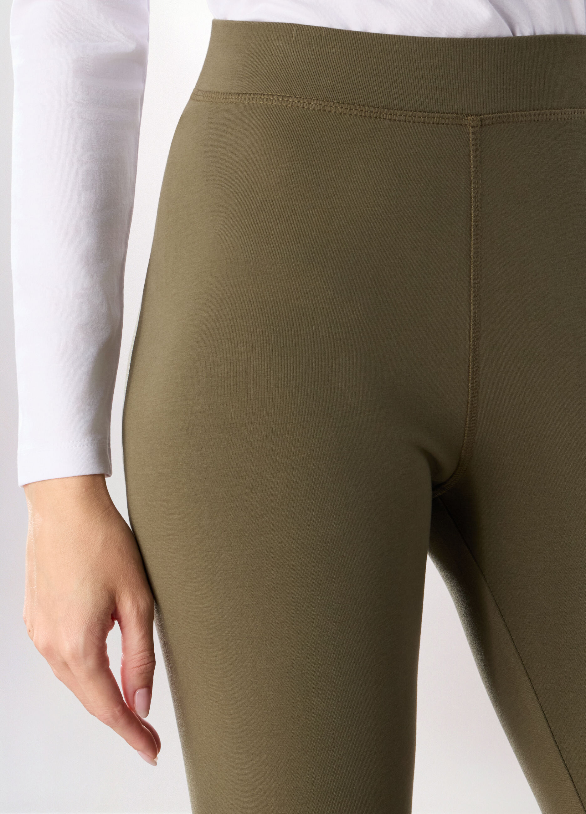 Leggings in jersey di cotone stretch donna_2