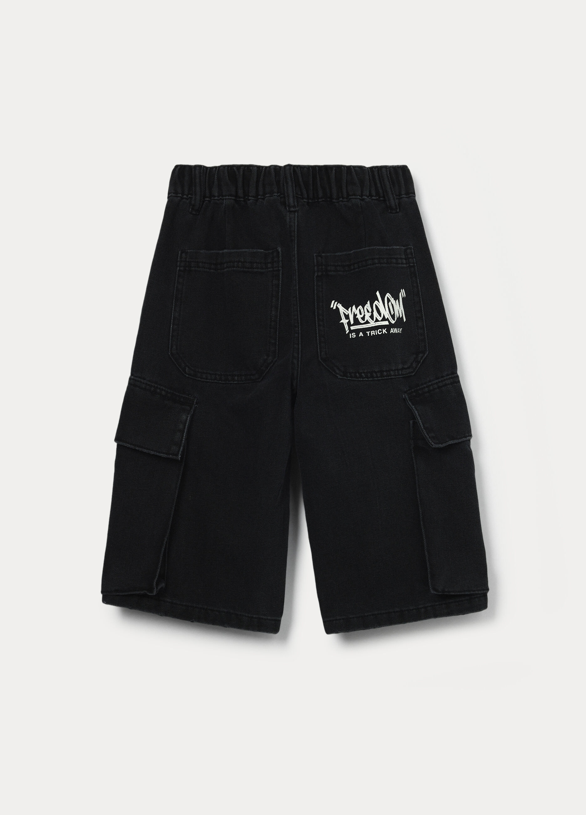 Shorts cargo in denim misto cotone ragazzo_1