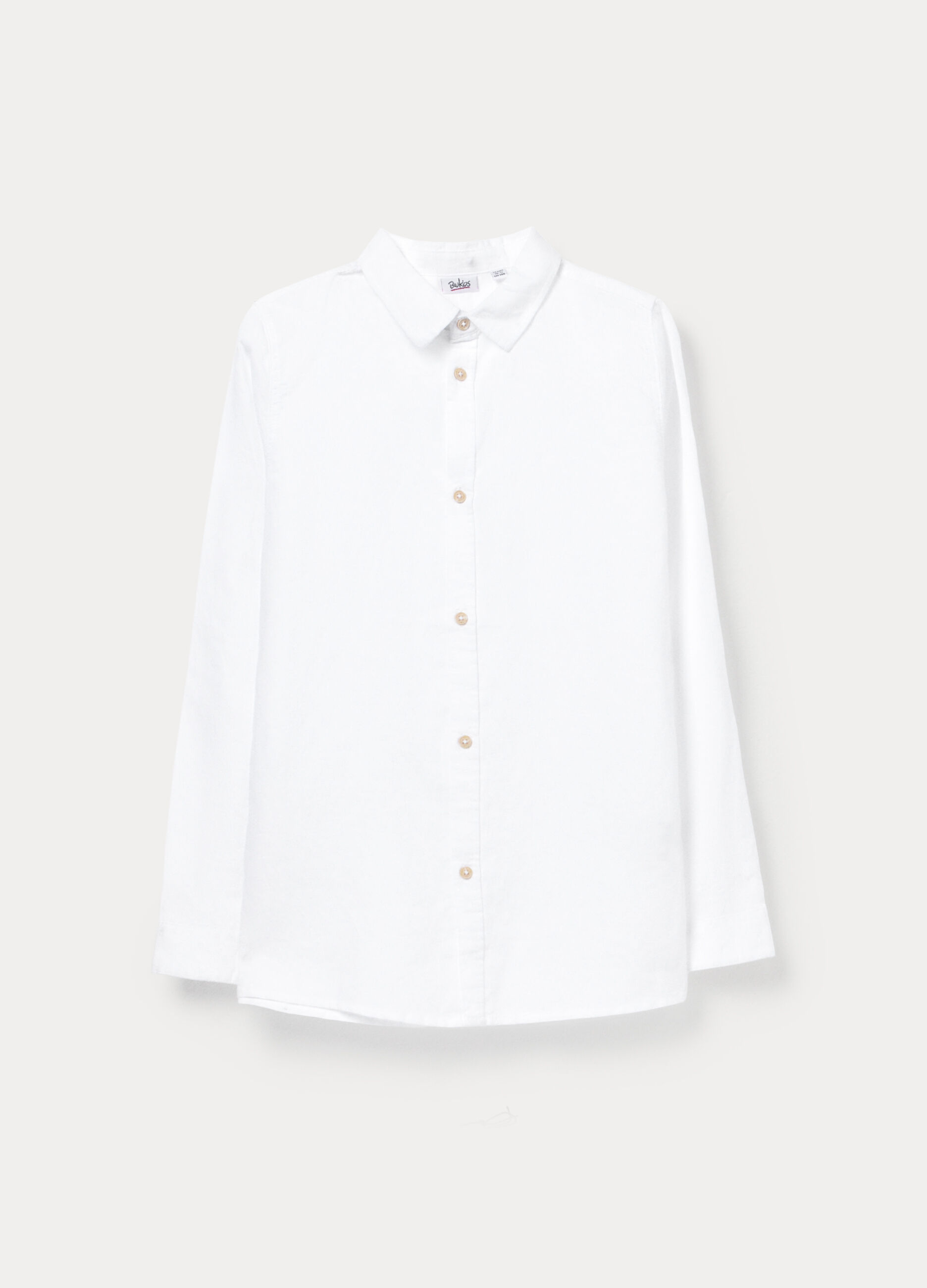 Camicia regular fit misto lino con colletto alla francese ragazzo_0