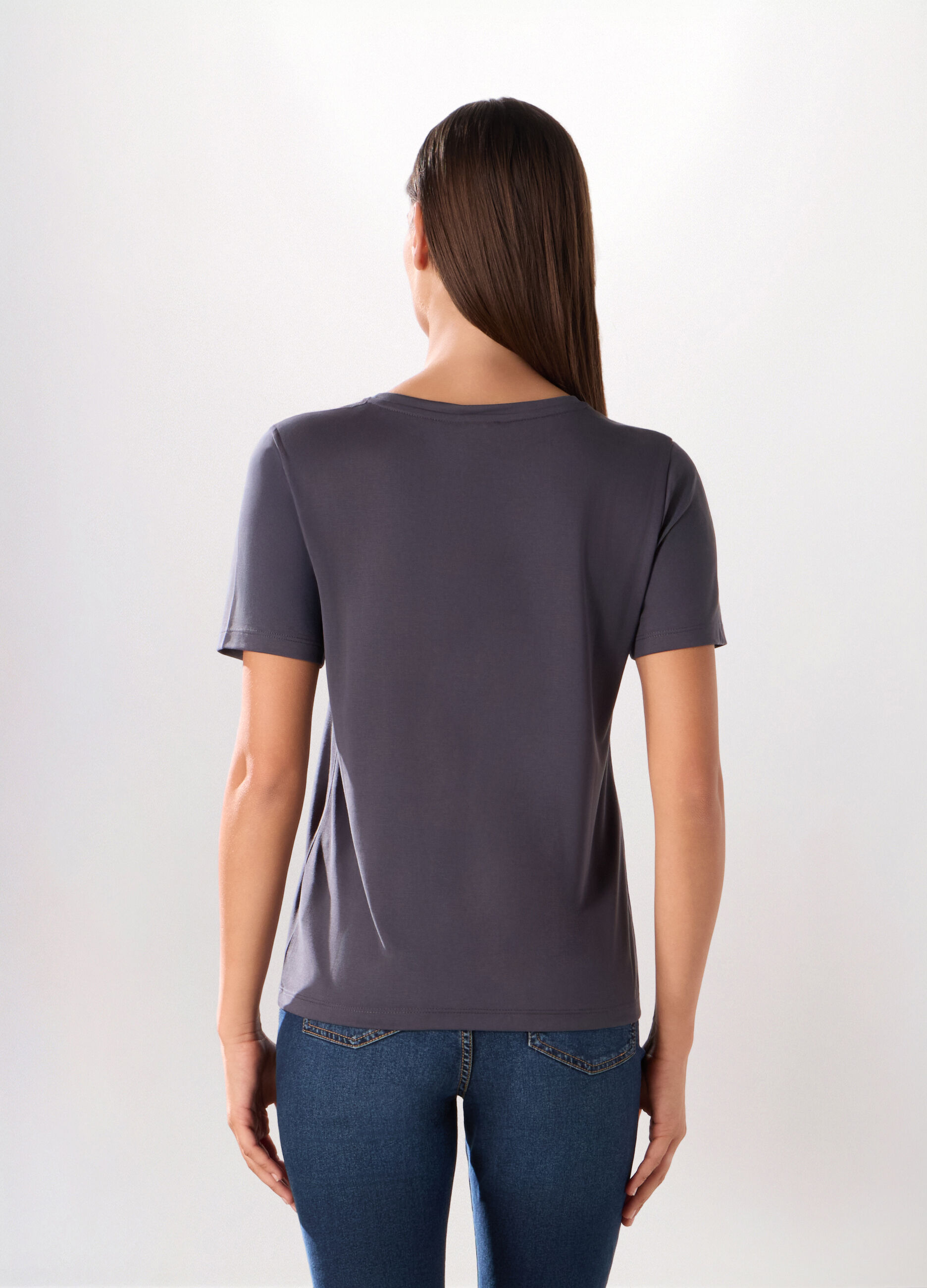 T-shirt in jersey di misto modal donna_1