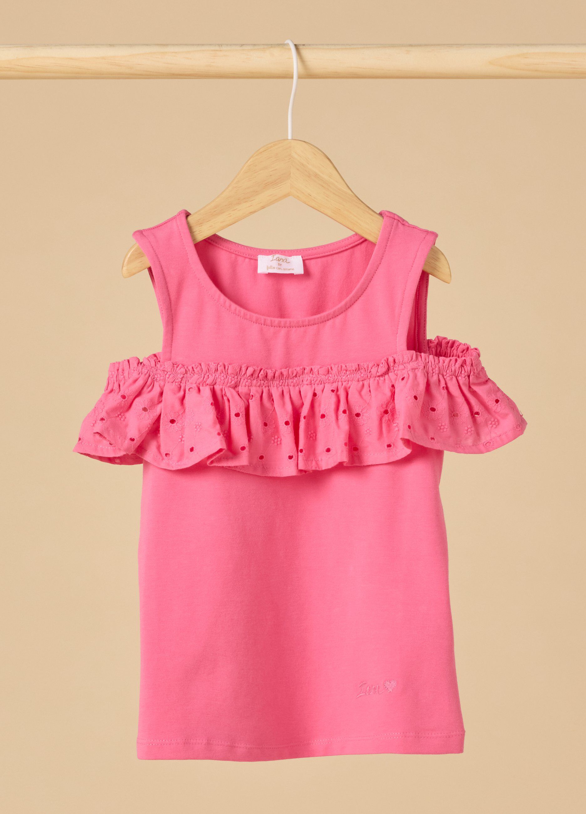 Top IANA in puro cotone con rouches bambina_0