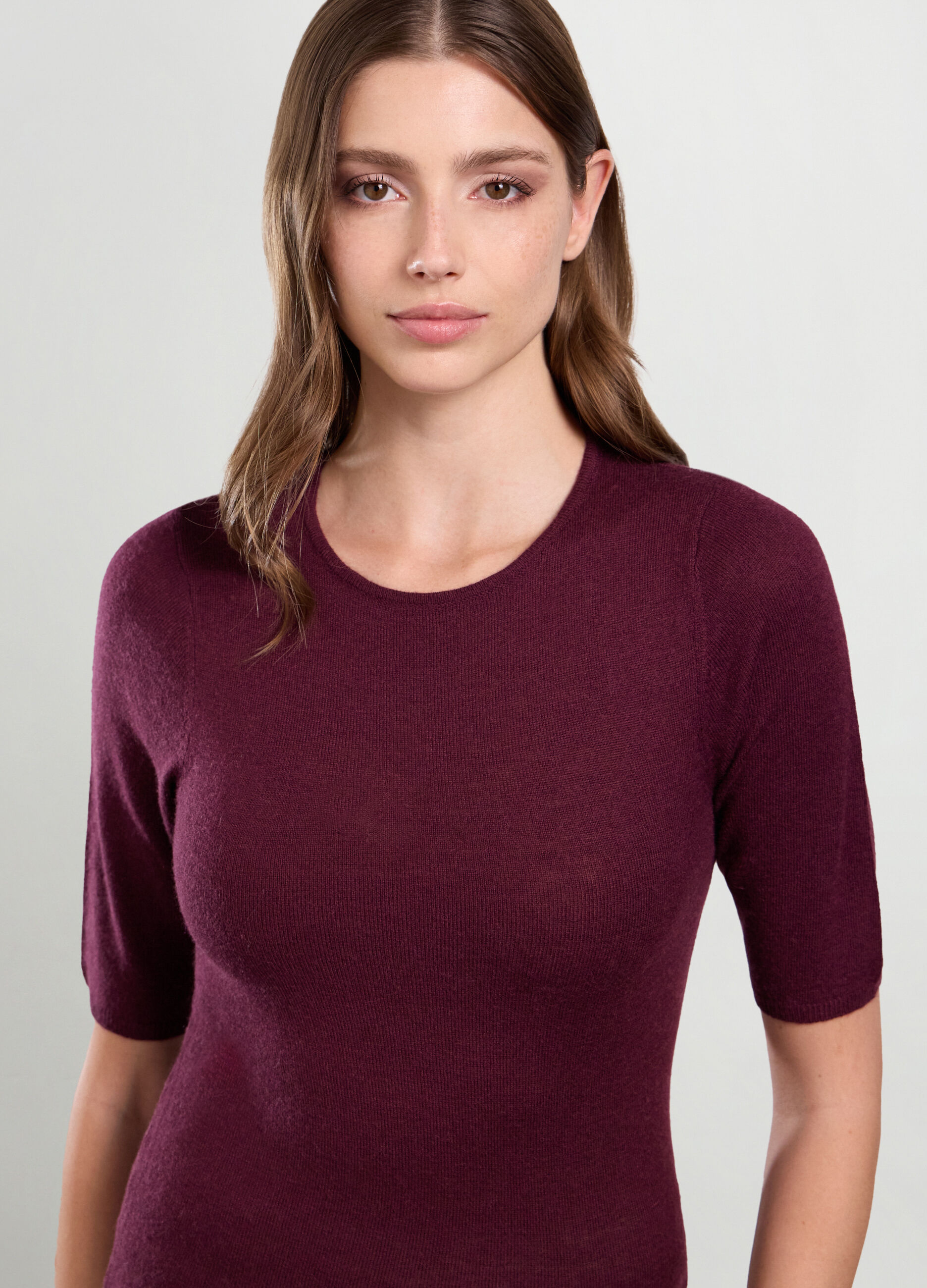 T-shirt in costina misto lana donna_2