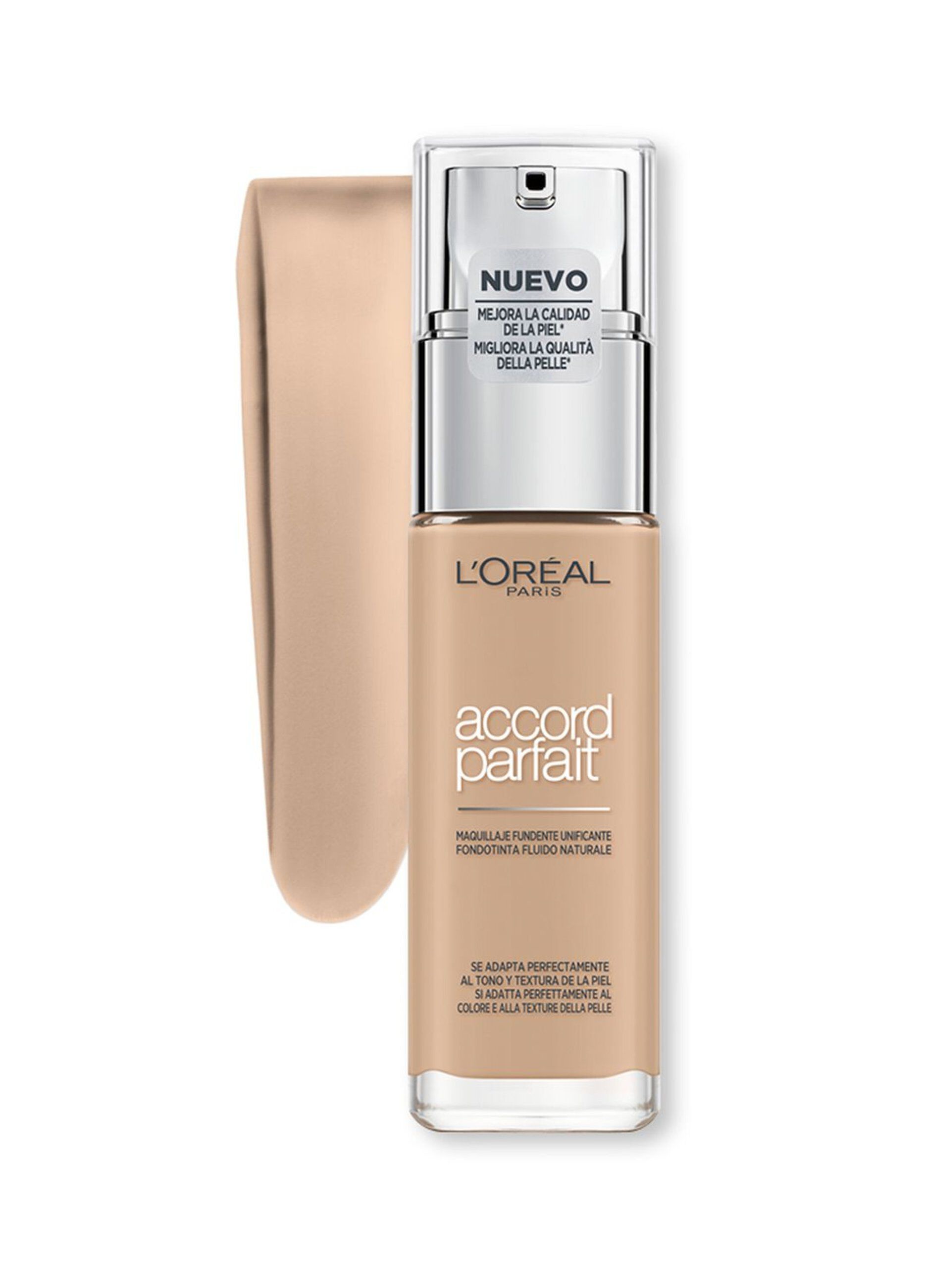L'Oréal Paris MakeUp Fondotinta  Accord Parfait, Effetto Naturale, Arricchito con Acido Ialuronico, 2.N Vanille/Vanilla, 30 ml.