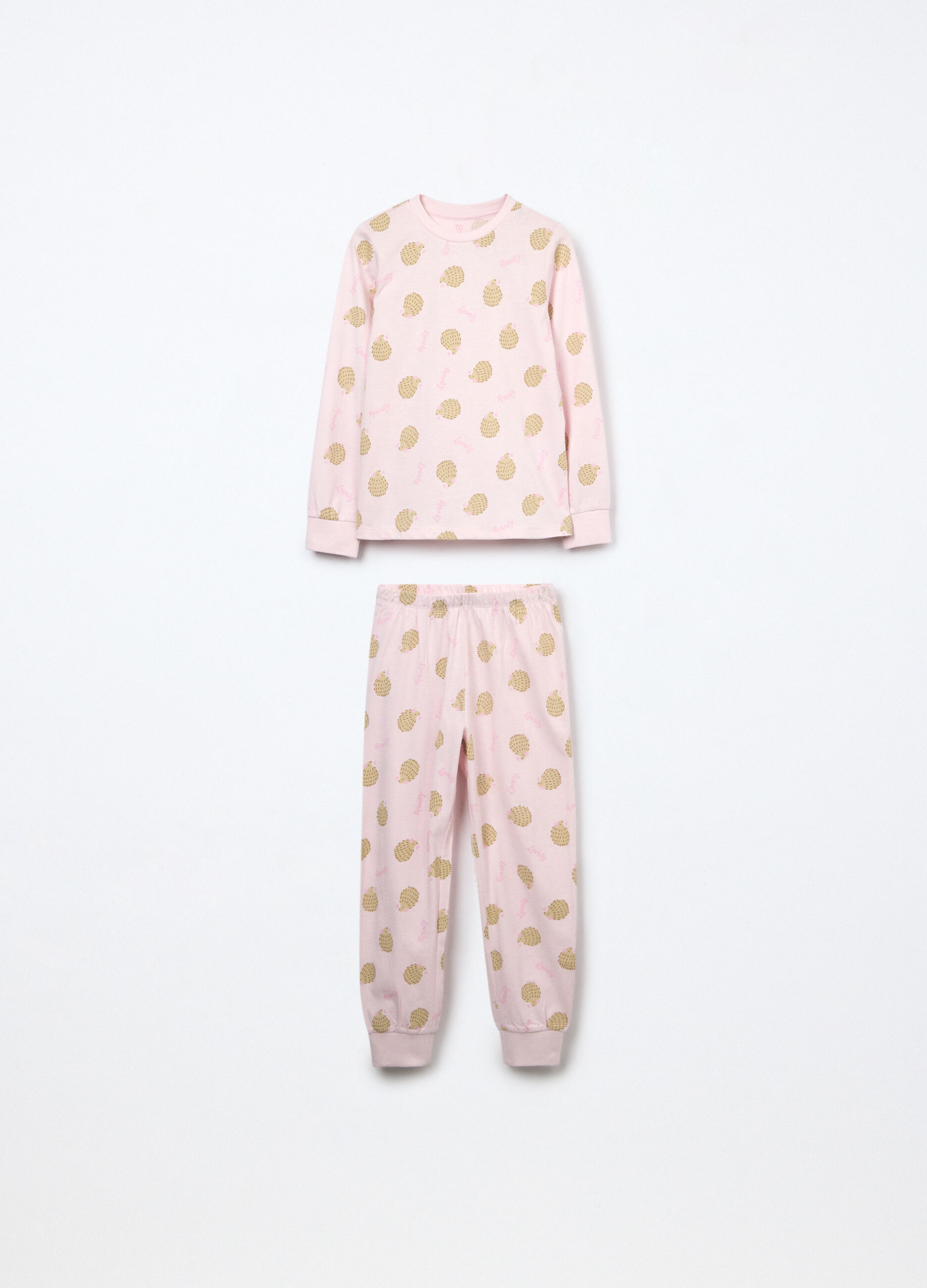 Set pigiama lungo in puro cotone bambina_0
