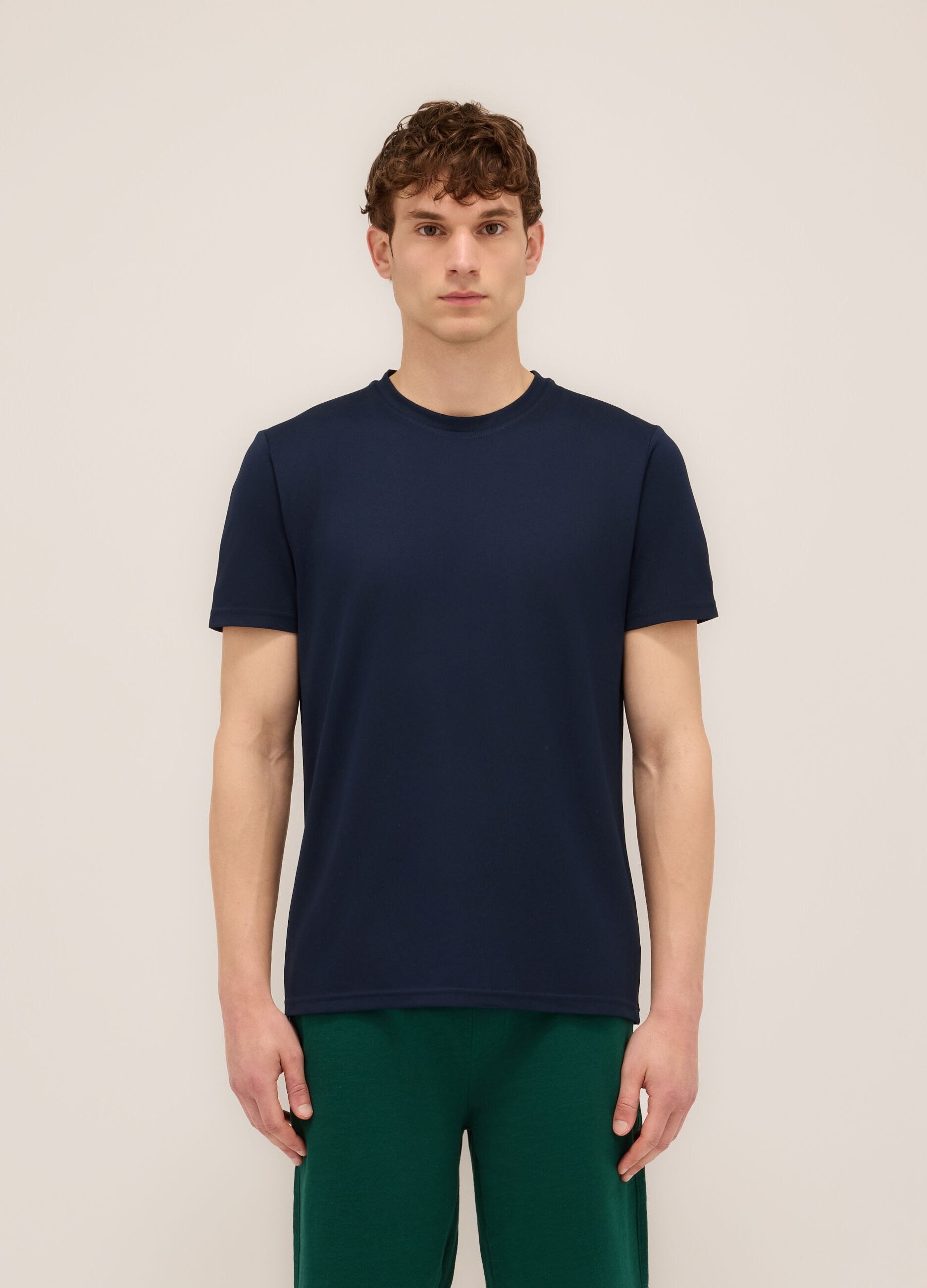 T-shirt girocollo effetto piquet uomo_0