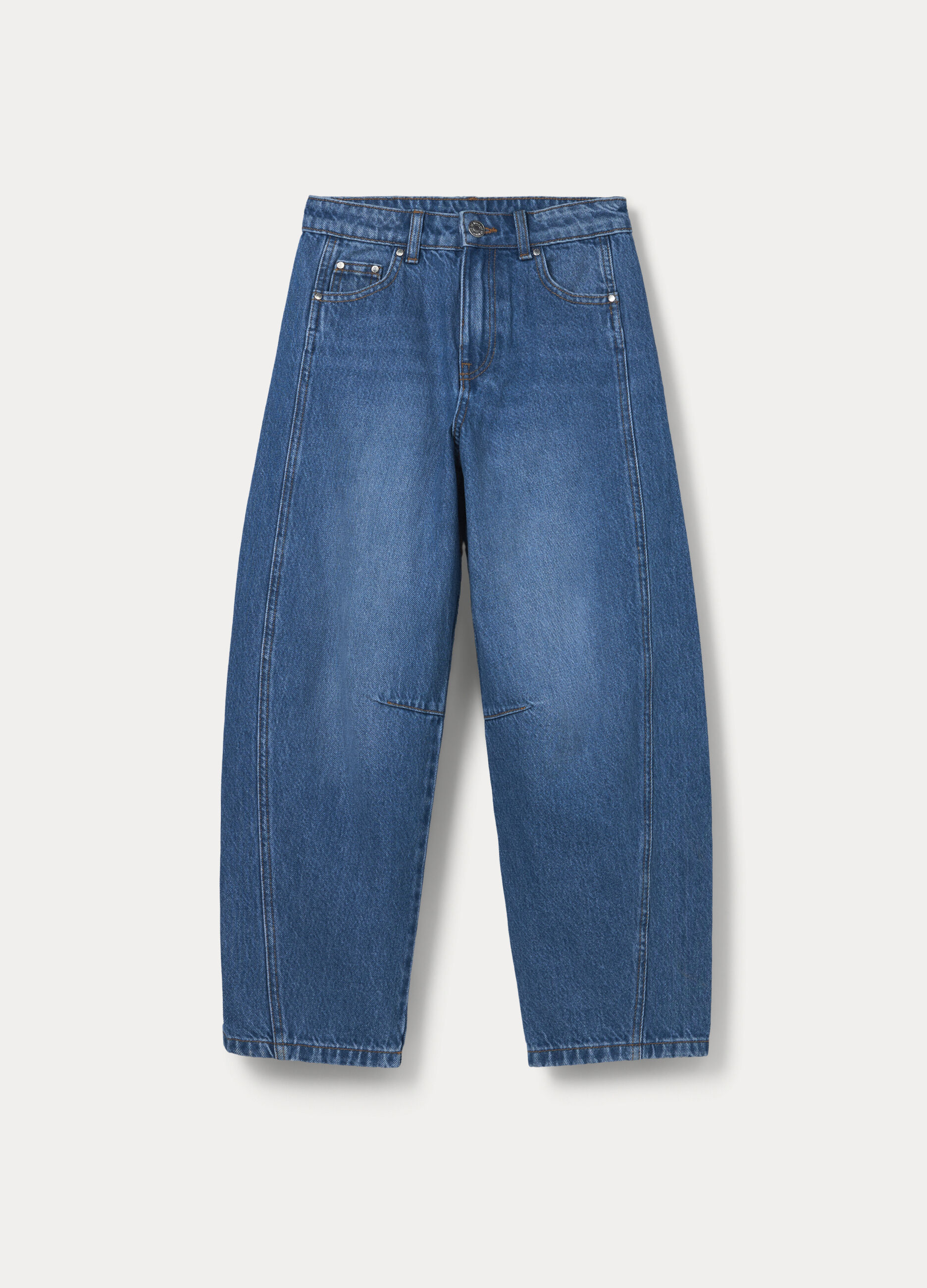 Pantaloni mom fit in denim di puro cotone ragazza_0