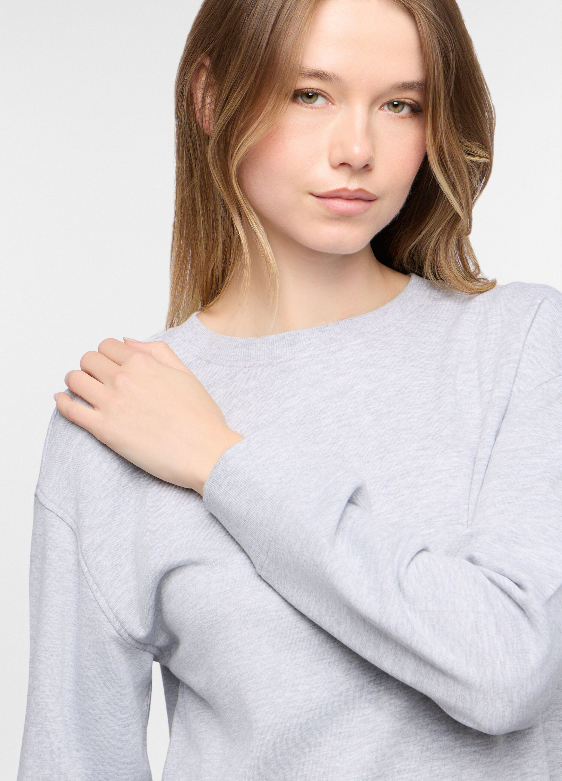 Felpa girocollo in french terry donna_2