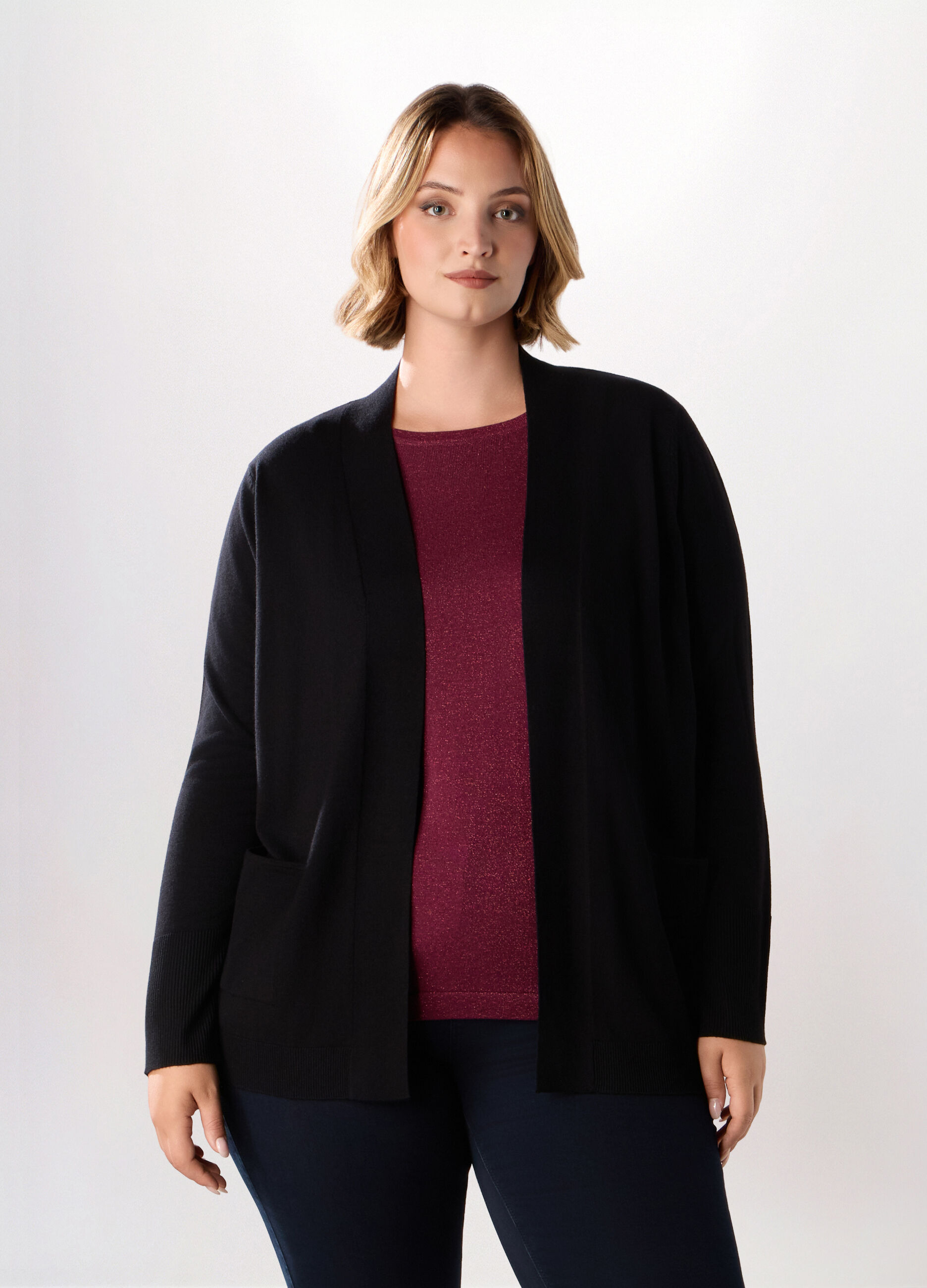 Cardigan aperto in misto viscosa donna curvy_0