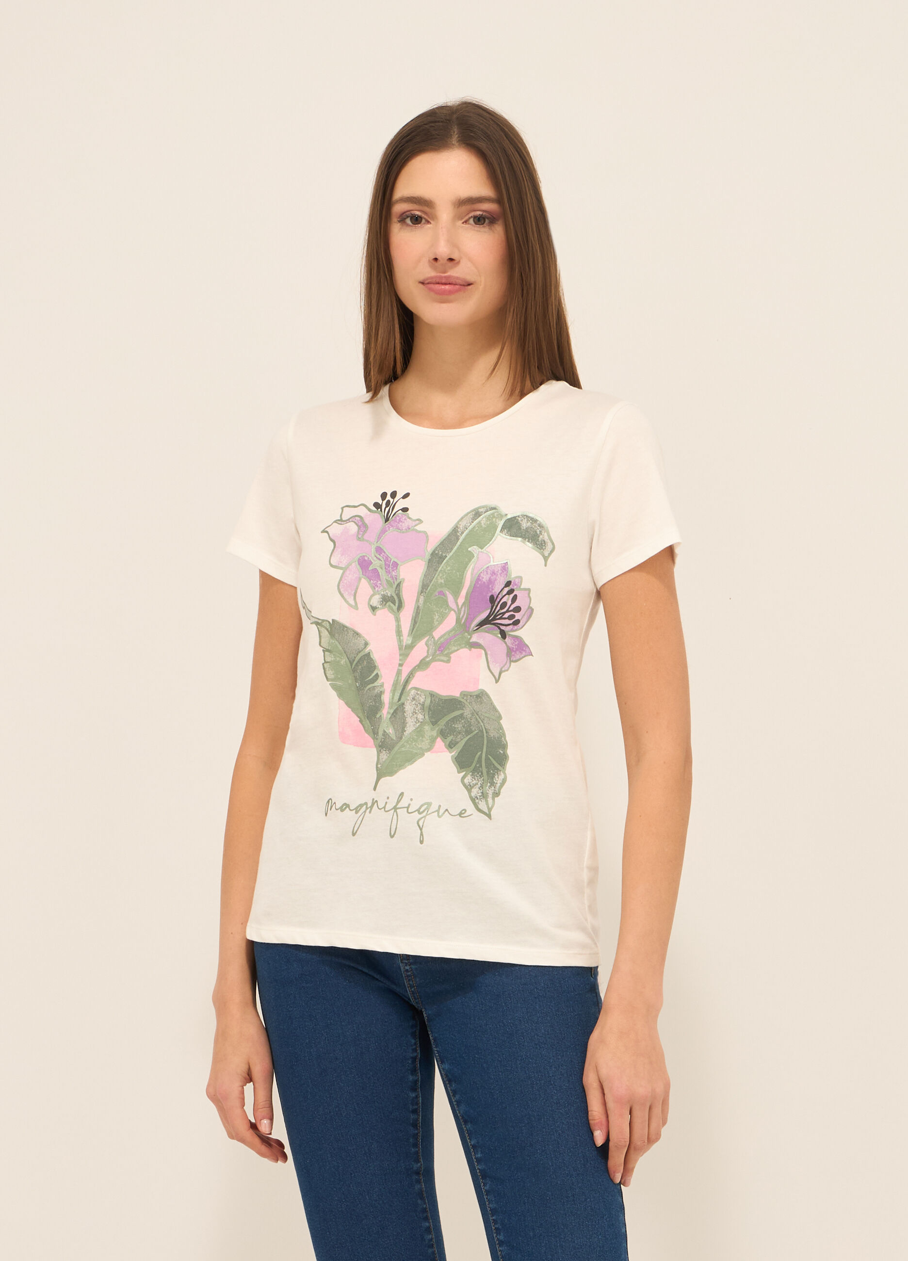 T-shirt in jersey di puro cotone donna_0