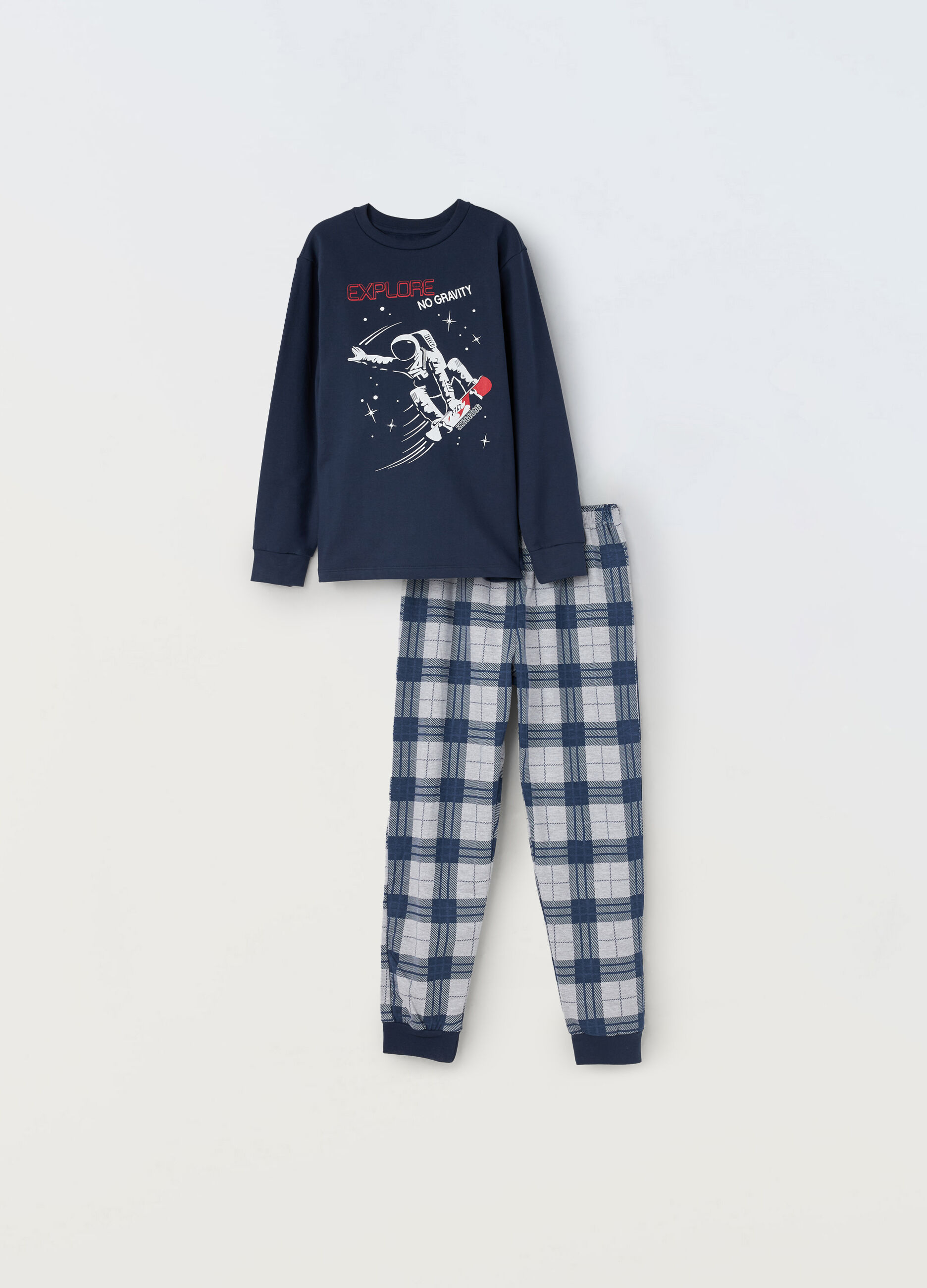 Set pigiama lungo in felpa di cotone bambino
