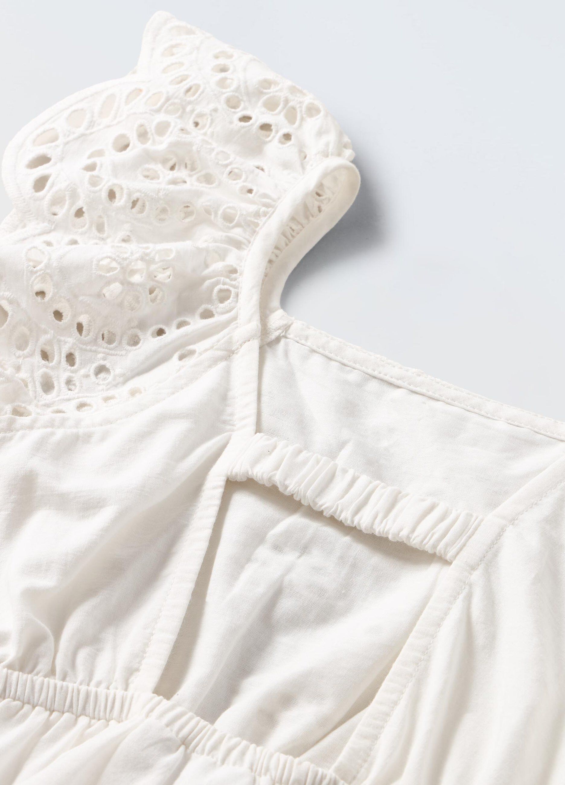Vestito a balze in puro cotone sangallo bambina