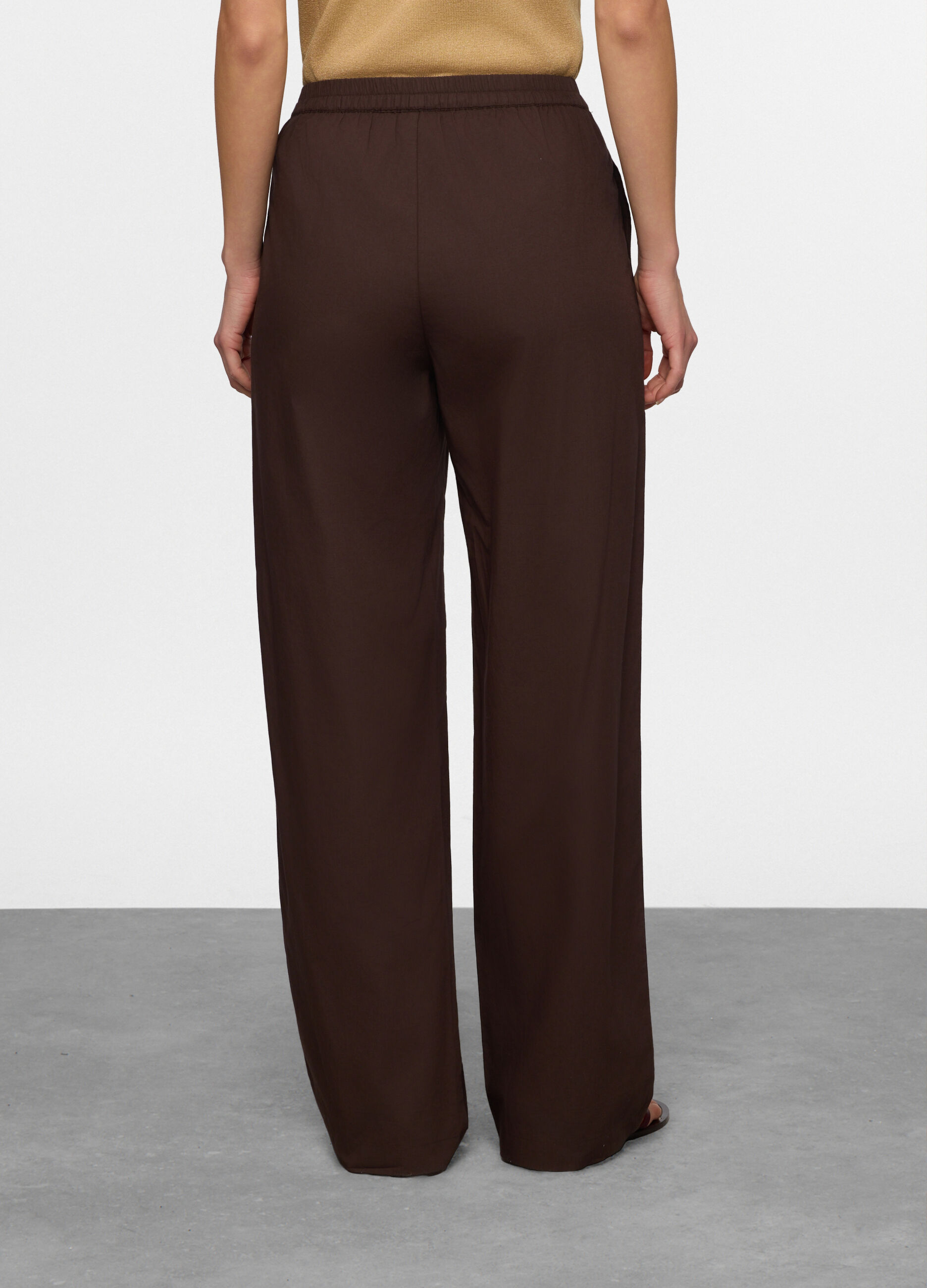 Pantaloni confort fit in popeline donna_1