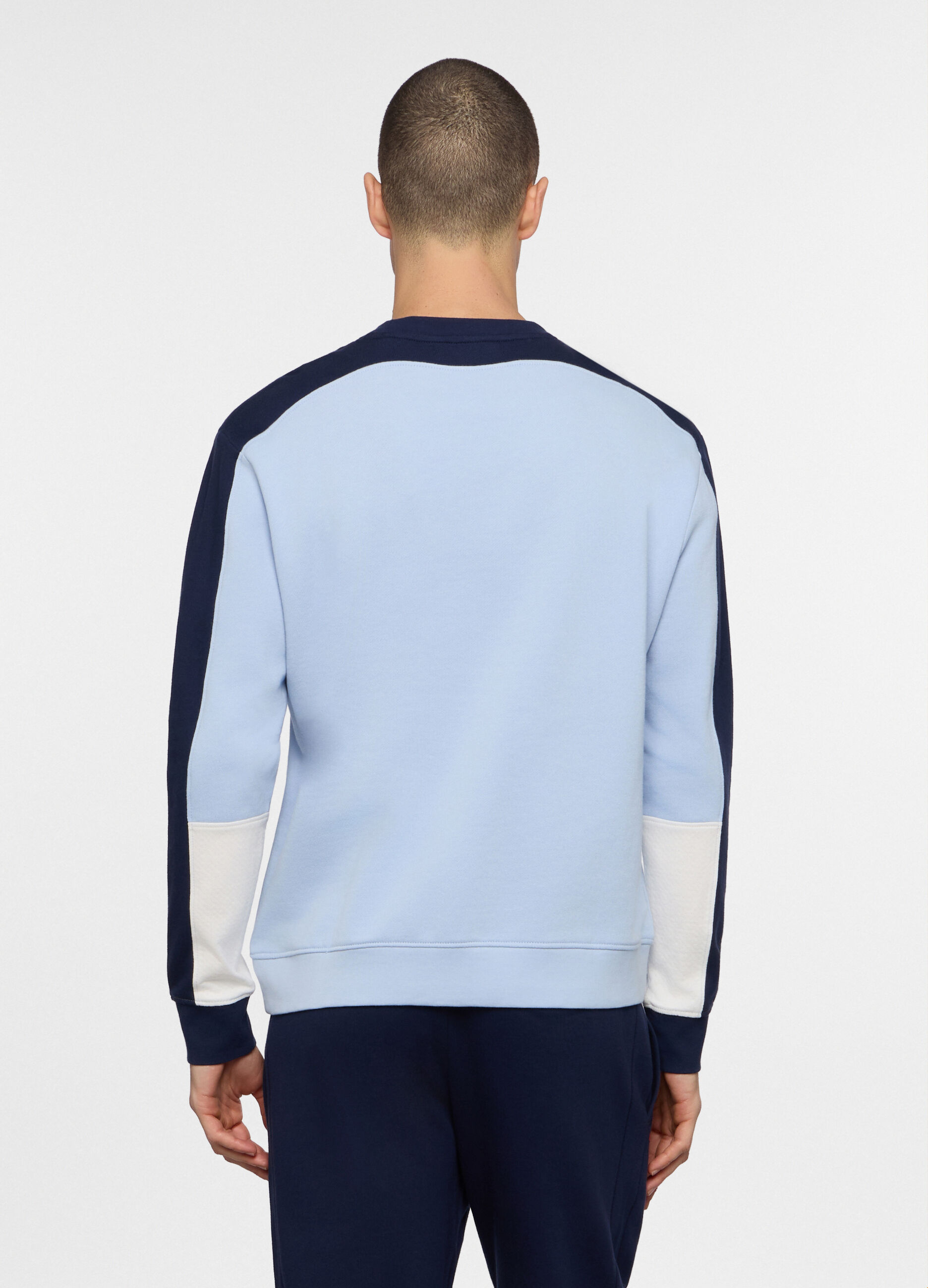 Felpa girocollo in cotone color block uomo_1