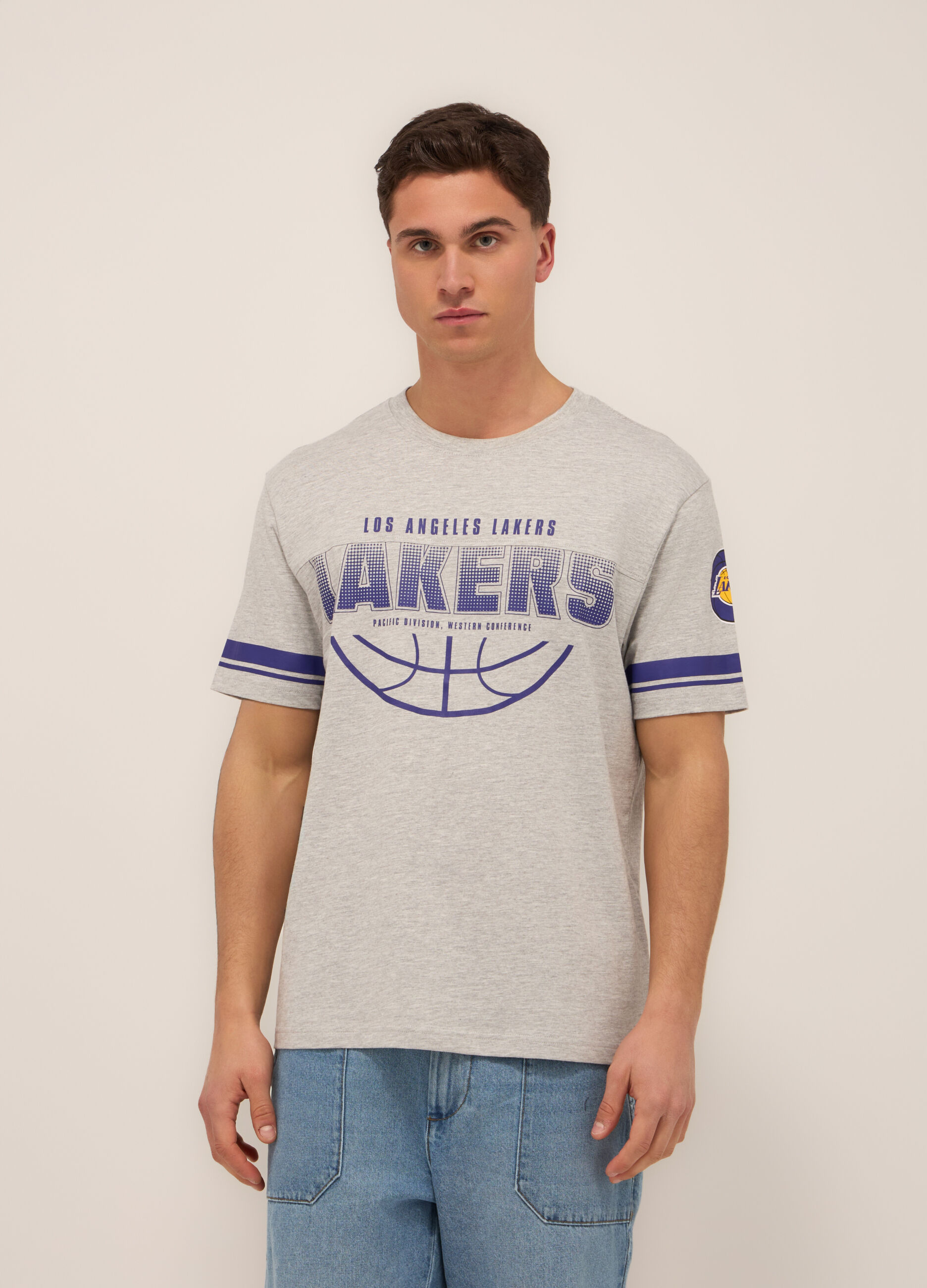 T-shirt basketball in jersey misto cotone uomo