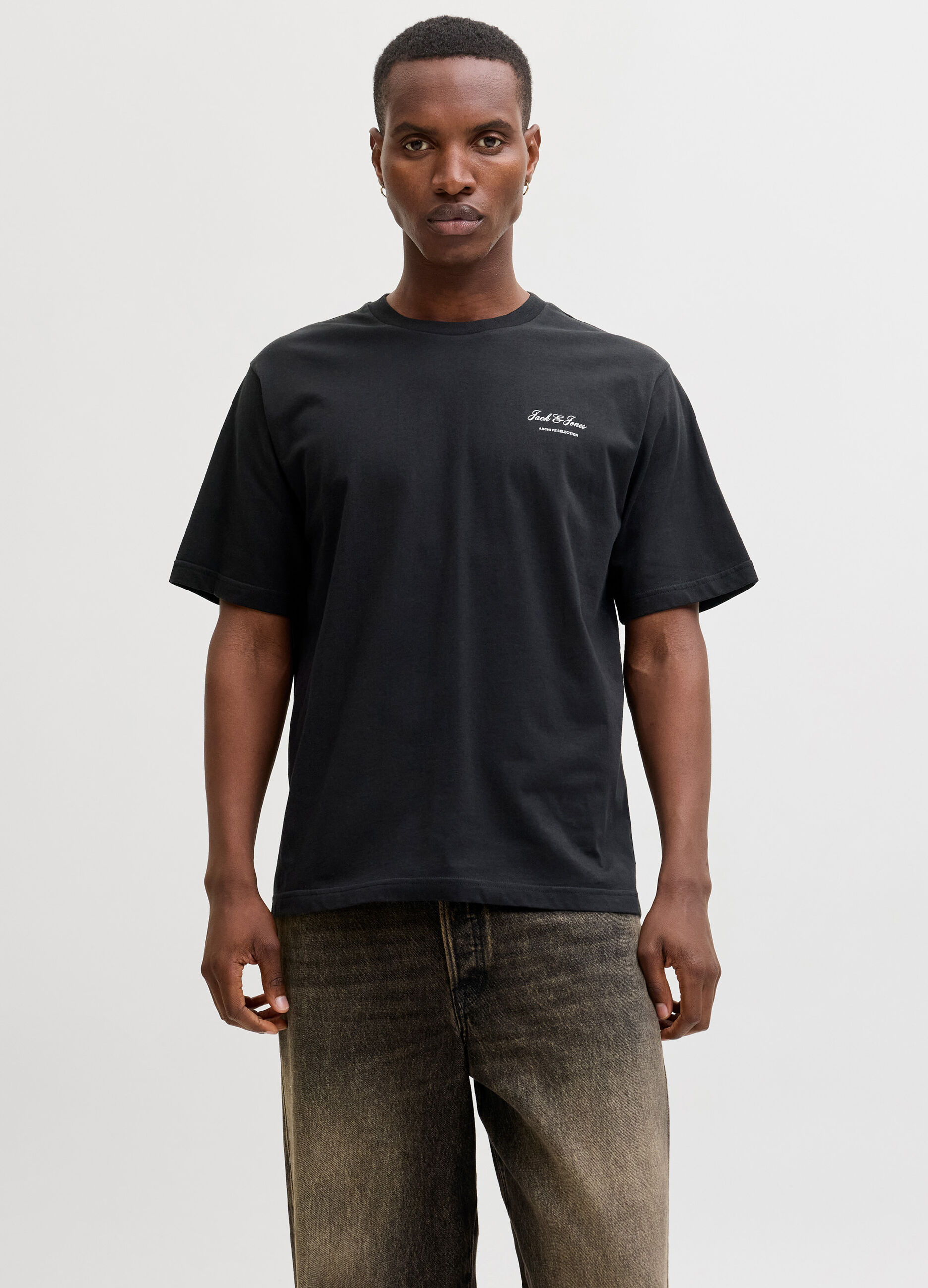 T-shirt loose fit con scritta uomo_0