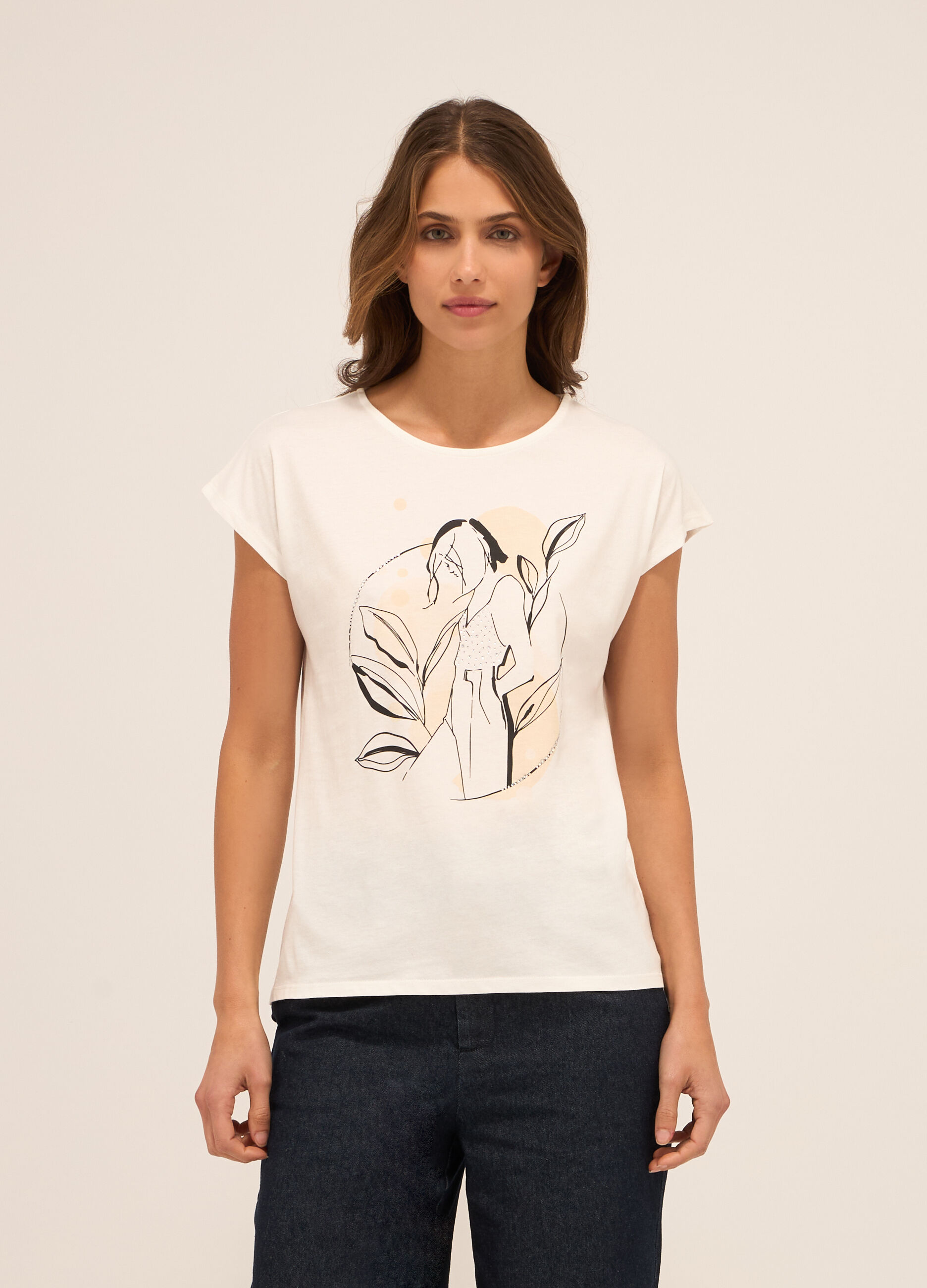 T-shirt in jersey di puro cotone donna_0