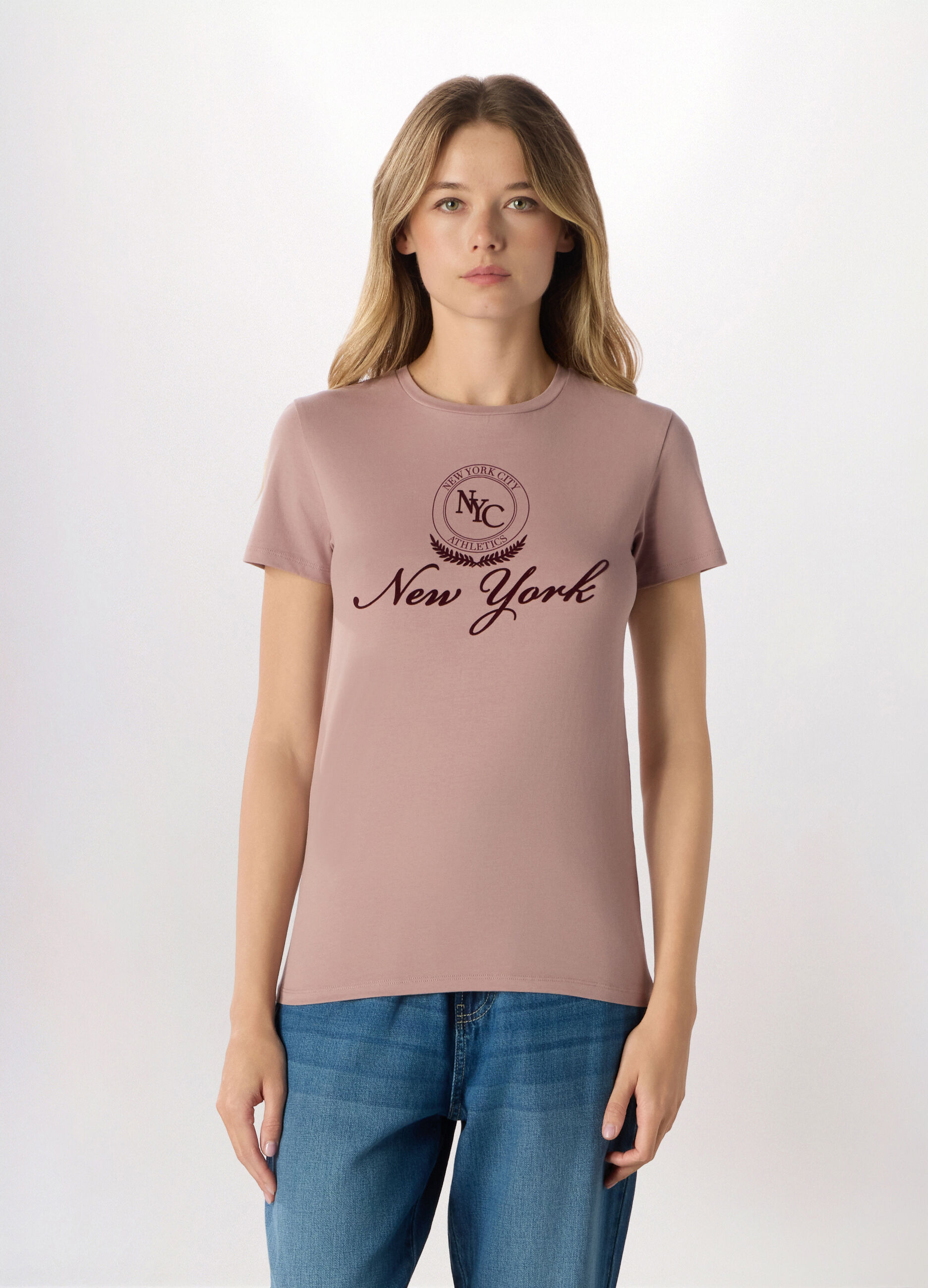 T-shirt in jersey di cotone stretch donna_0