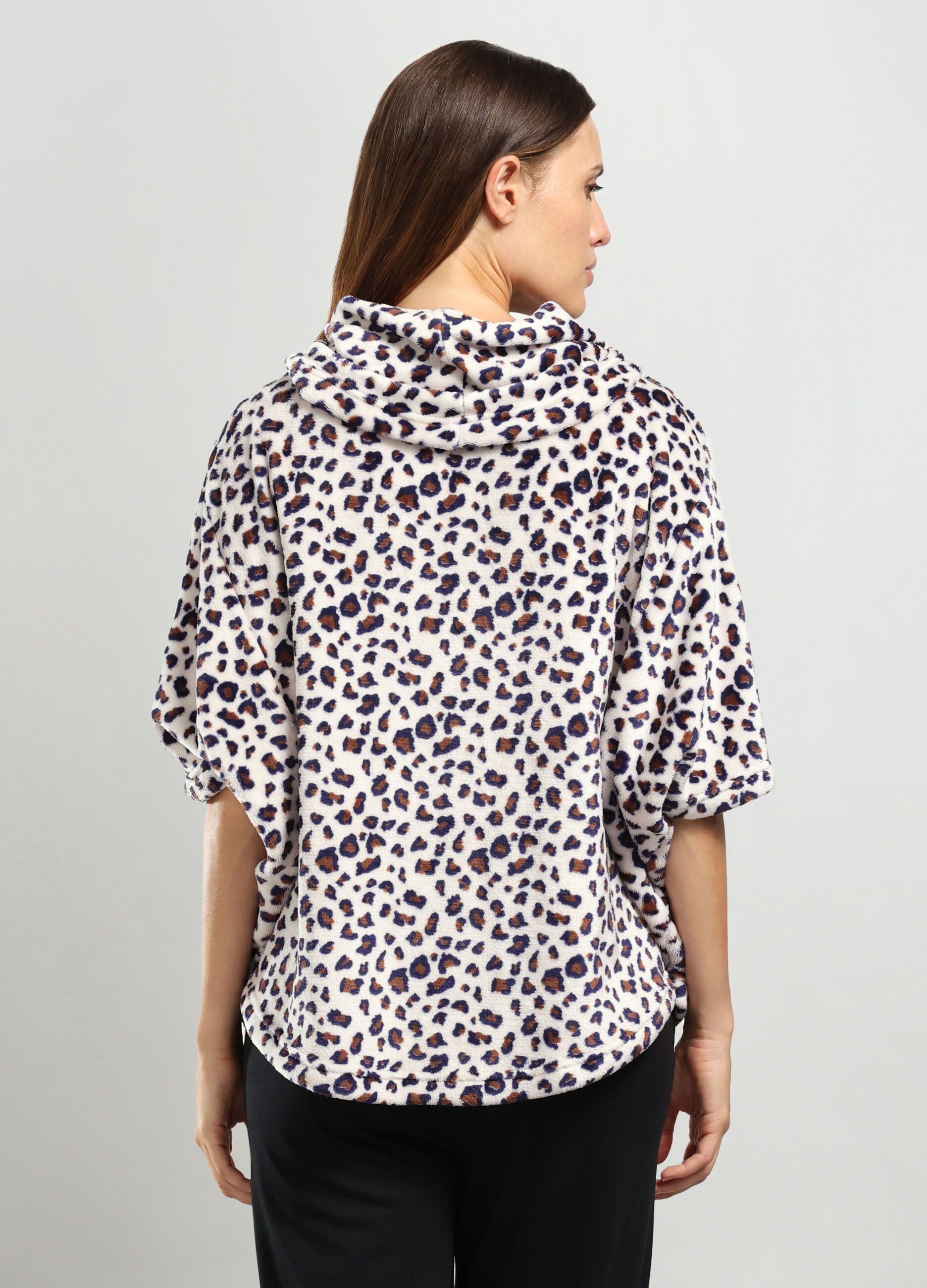 Poncho in coral fleece donna_1