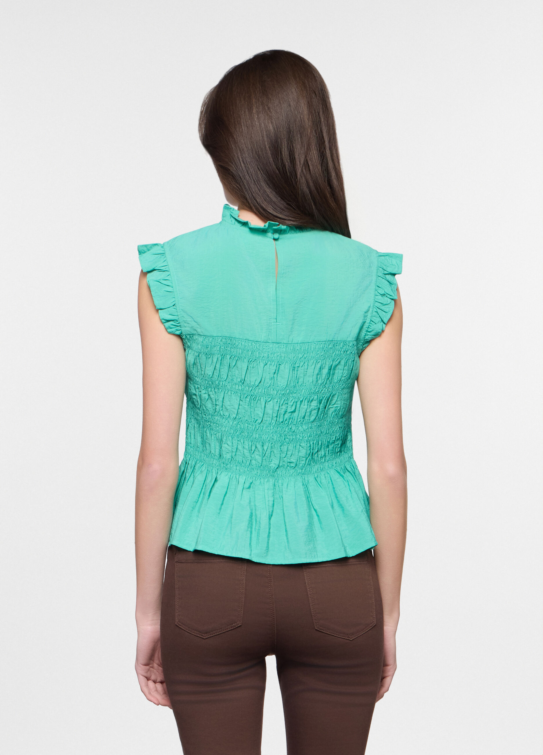 Blusa slim fit cr&ecirc;pe misto viscosa donna_1
