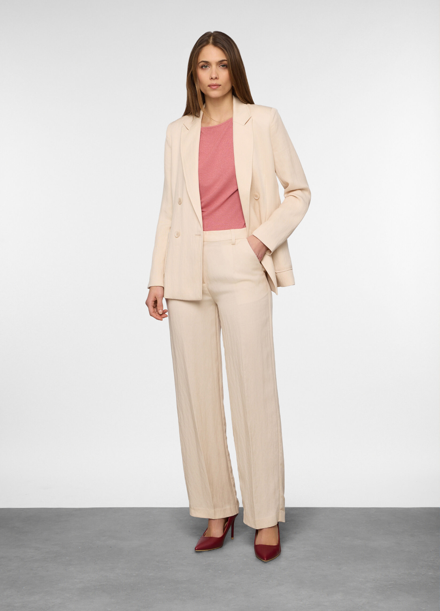 Pantaloni straight fit misto viscosa donna_0