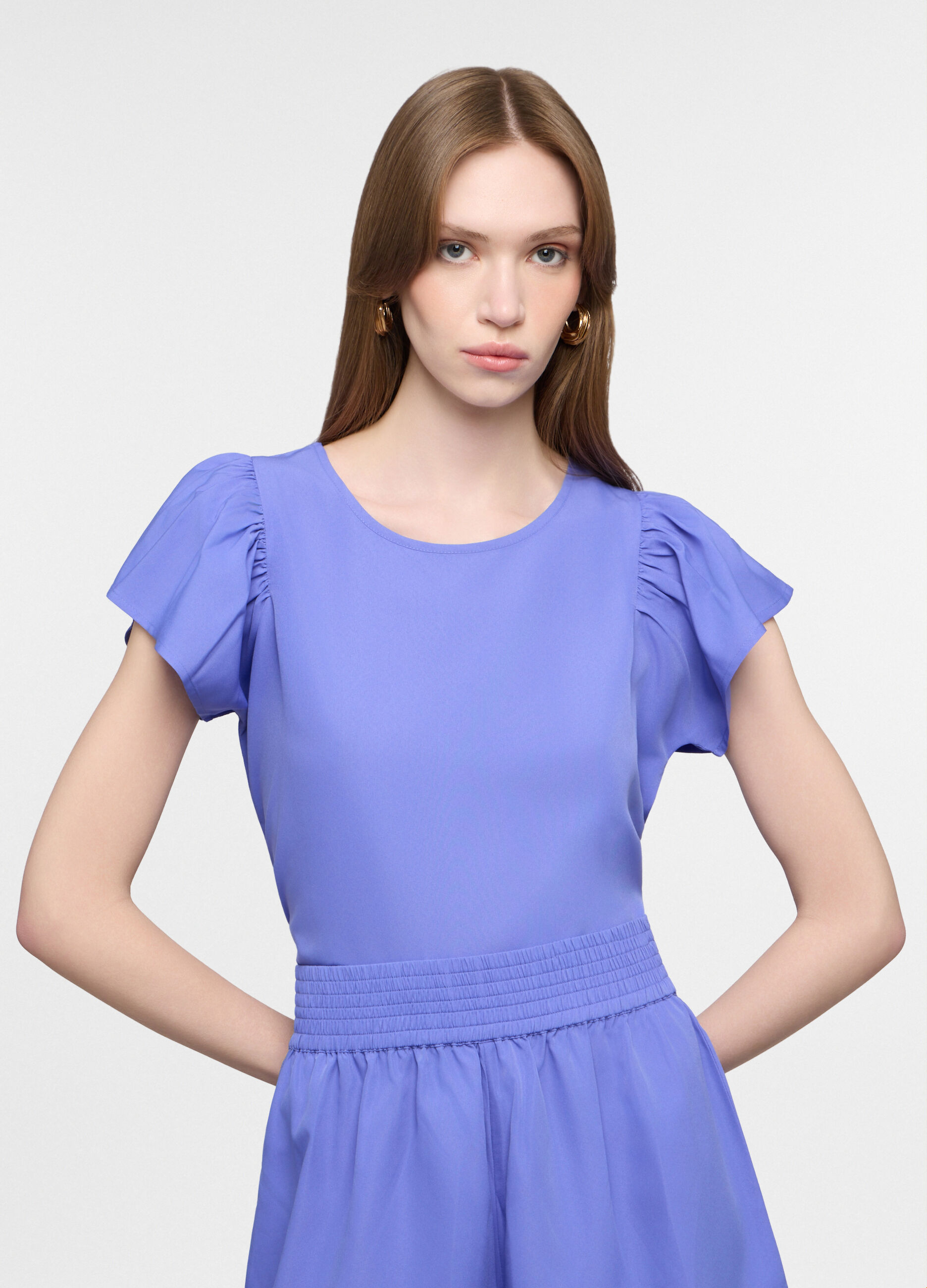 Camicia fit regular a girocollo donna_0