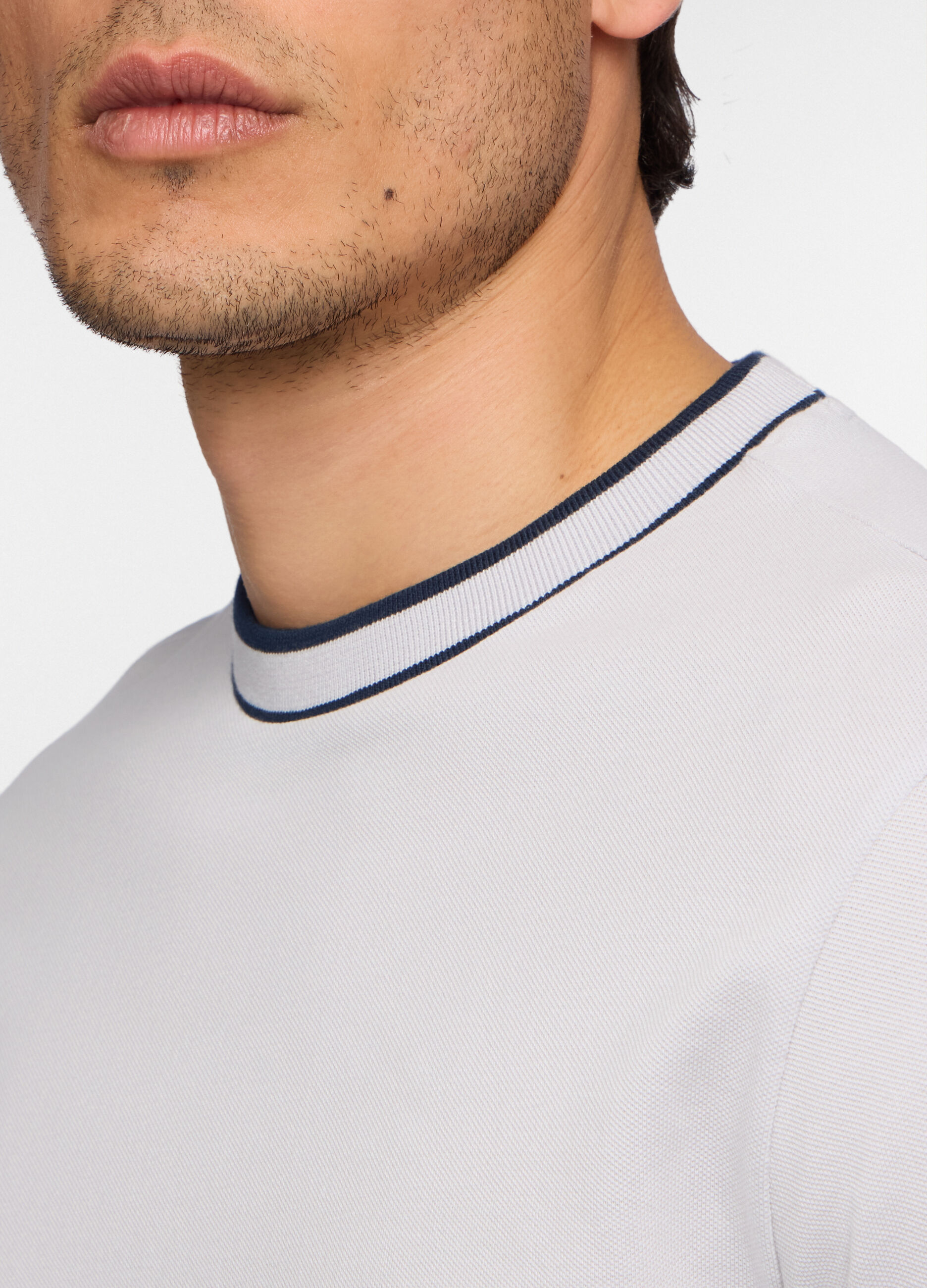 T-shirt girocollo in piquet di cotone uomo_2