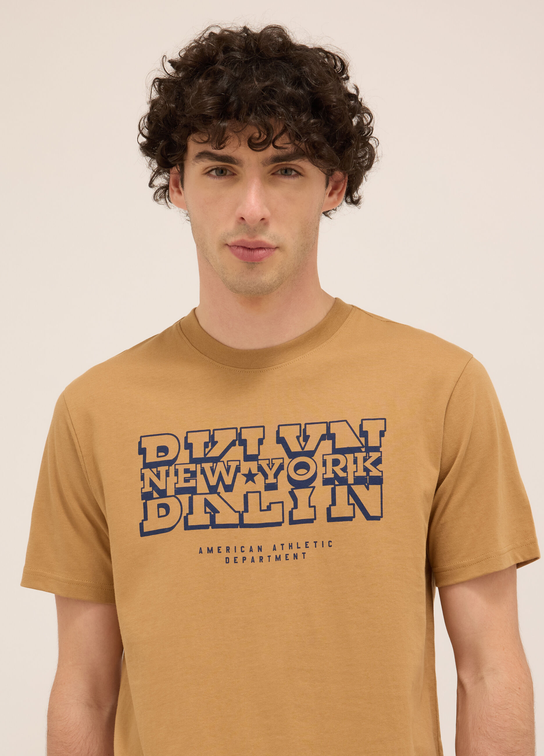 T-shirt girocollo in puro cotone con stampa uomo_2