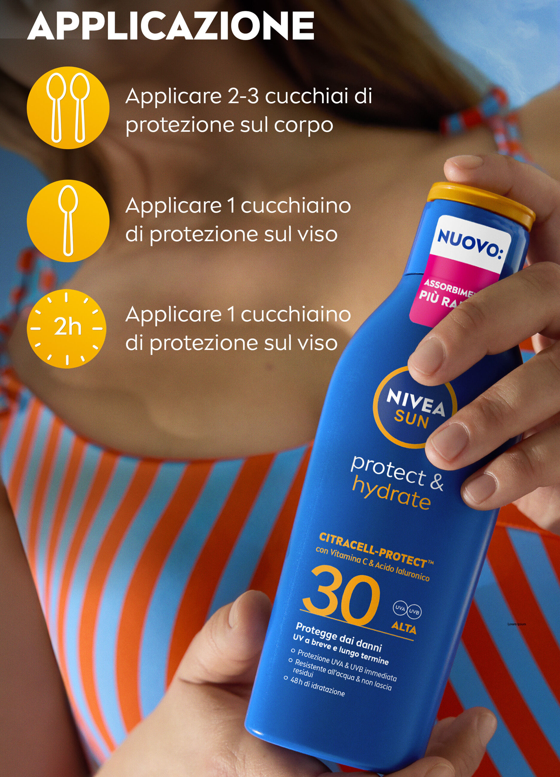 Nivea Sun Latte Solare Protect & Hydrate SPF30 200 ml, Crema solare 30 idratante per 48 ore_4