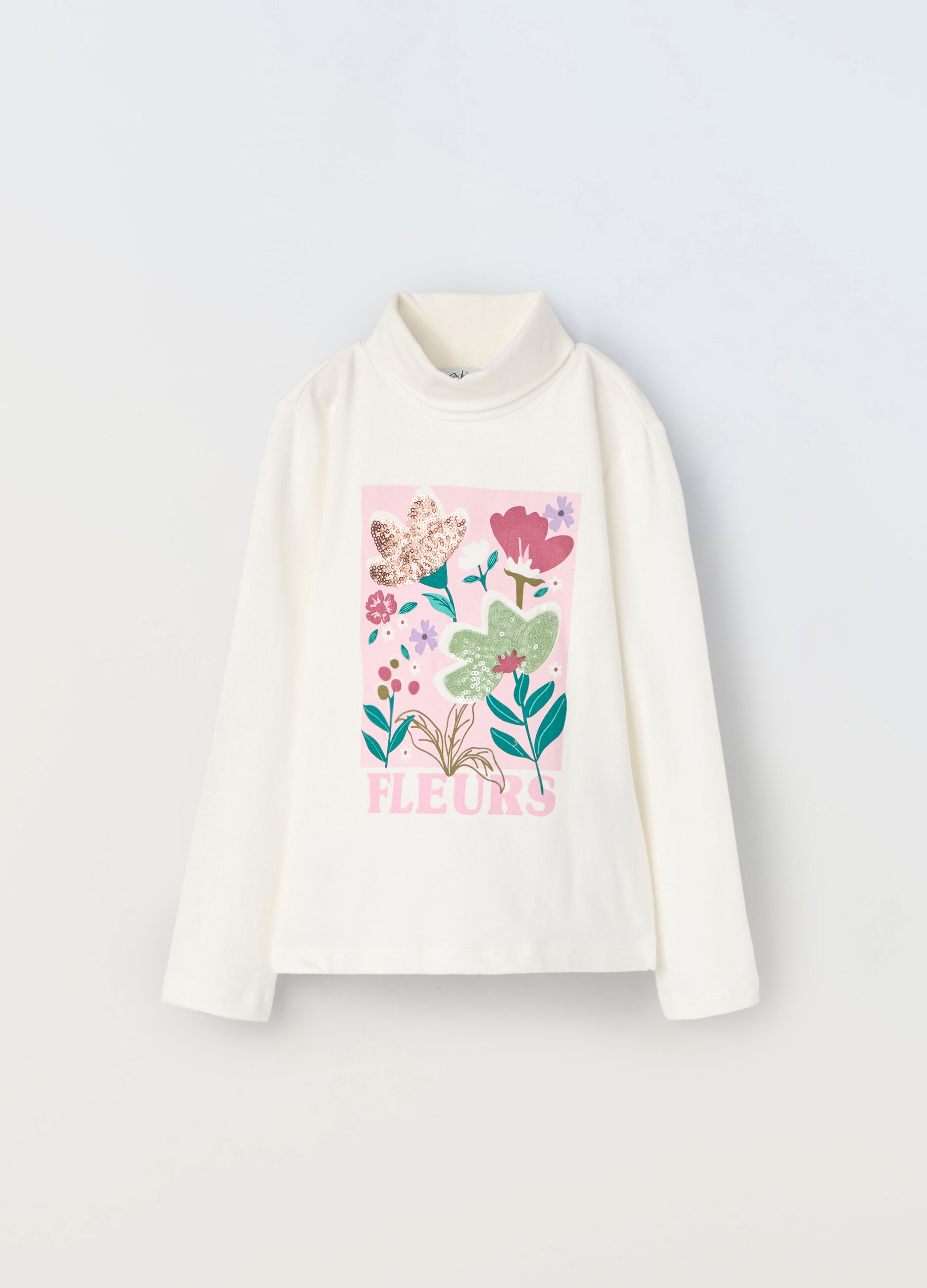 T-shirt a maniche lunghe e collo alto bambina_0