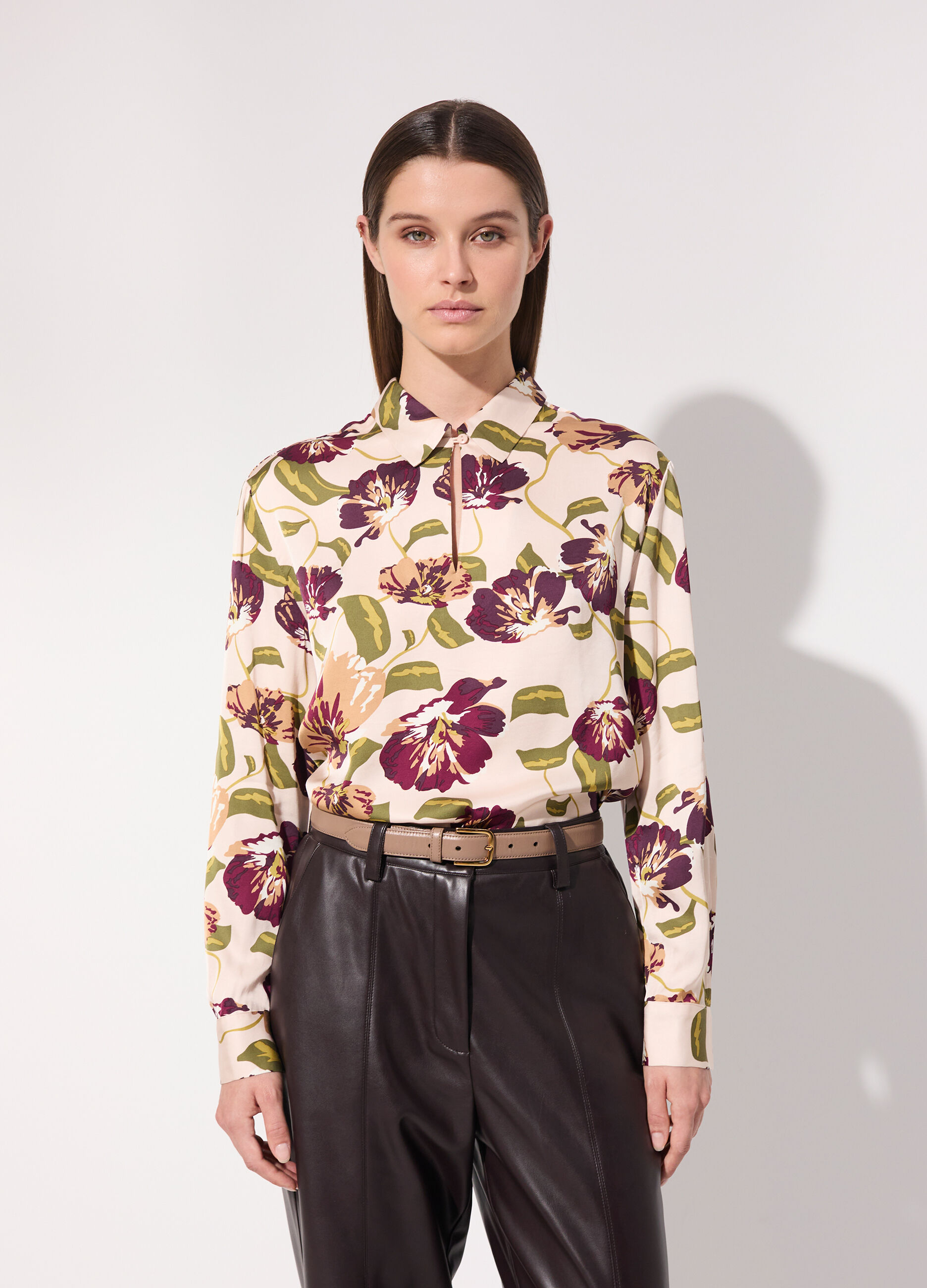 Camicia in viscosa satin in fantasia donna_1