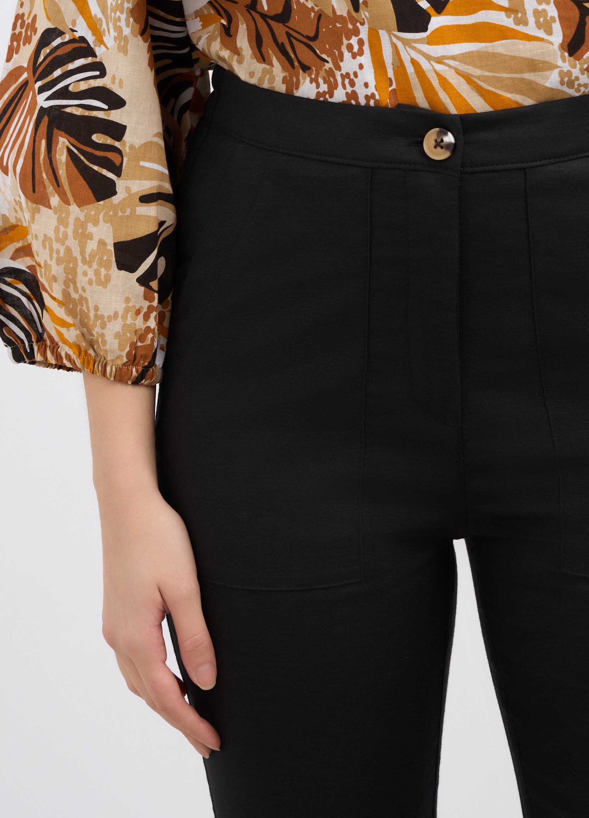 Pantaloni in misto lino donna_2
