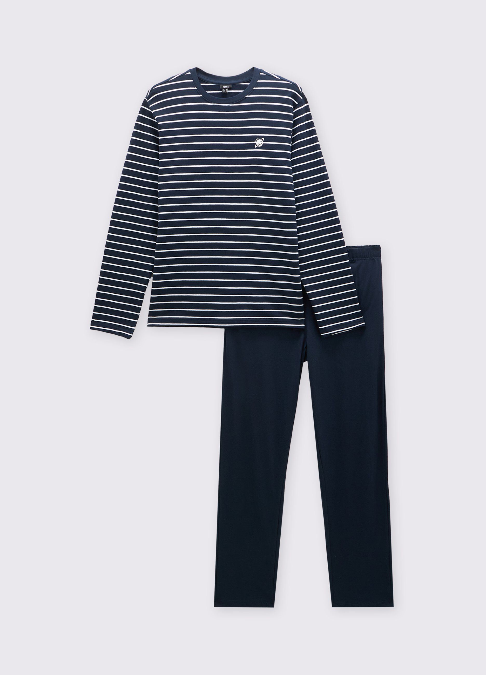 Set pigiama rigato in puro cotone uomo_0