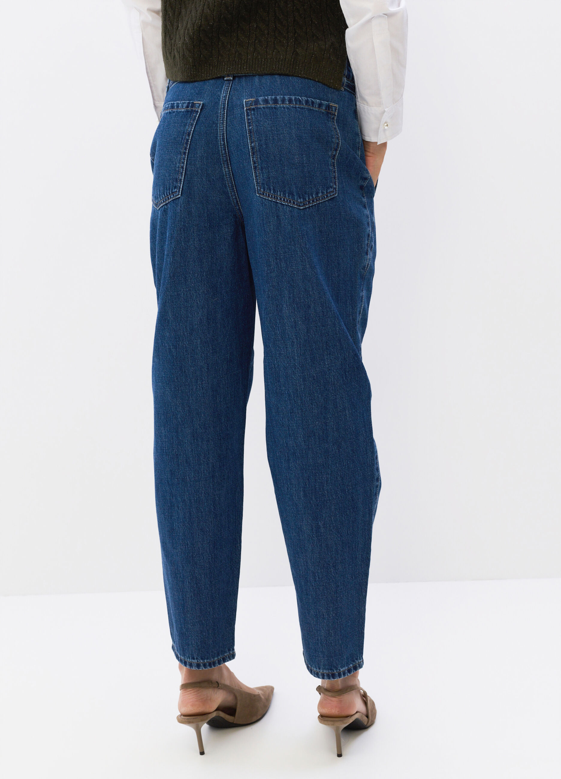 Pantaloni Slouchy Fit in denim di puro cotone donna_1