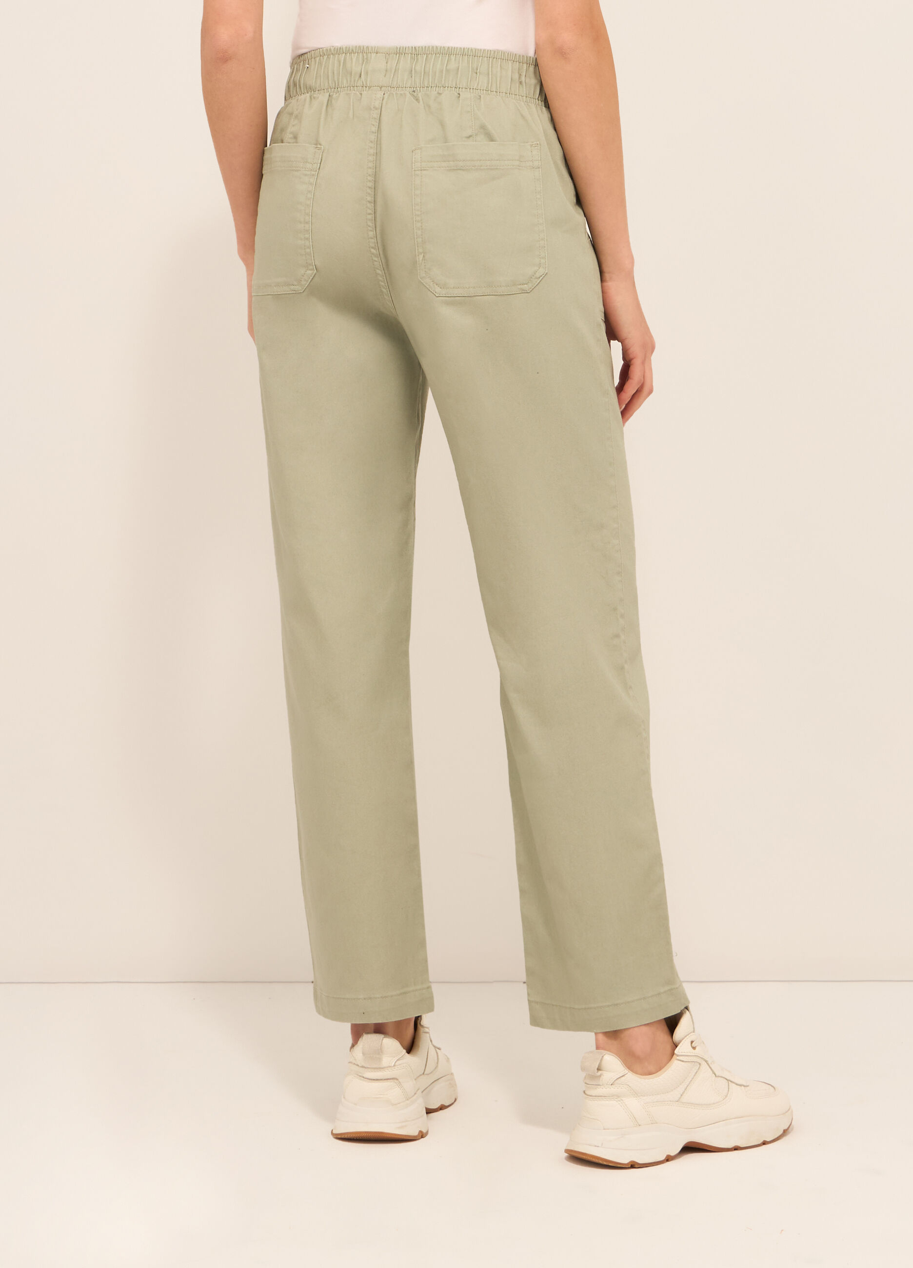 Pantaloni in stretch denim di misto cotone donna_1